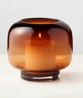 THE ONE × Coco — Round Smoked Amber Glass Hurricane Candle Holder