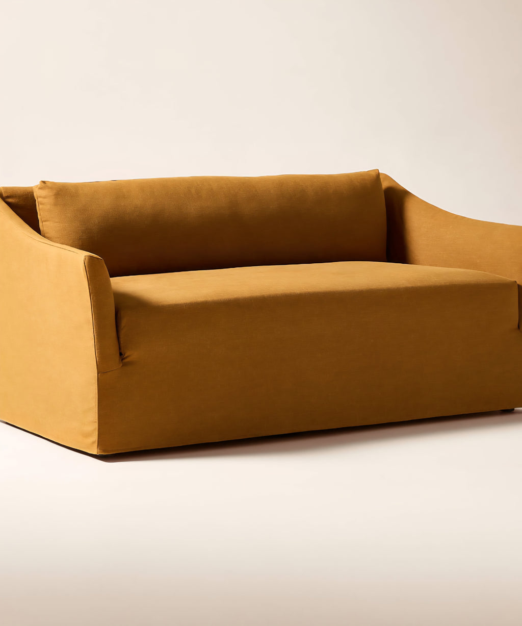 THE ONE × Bristol — Cognac Slipcovered Performance Linen Sofa