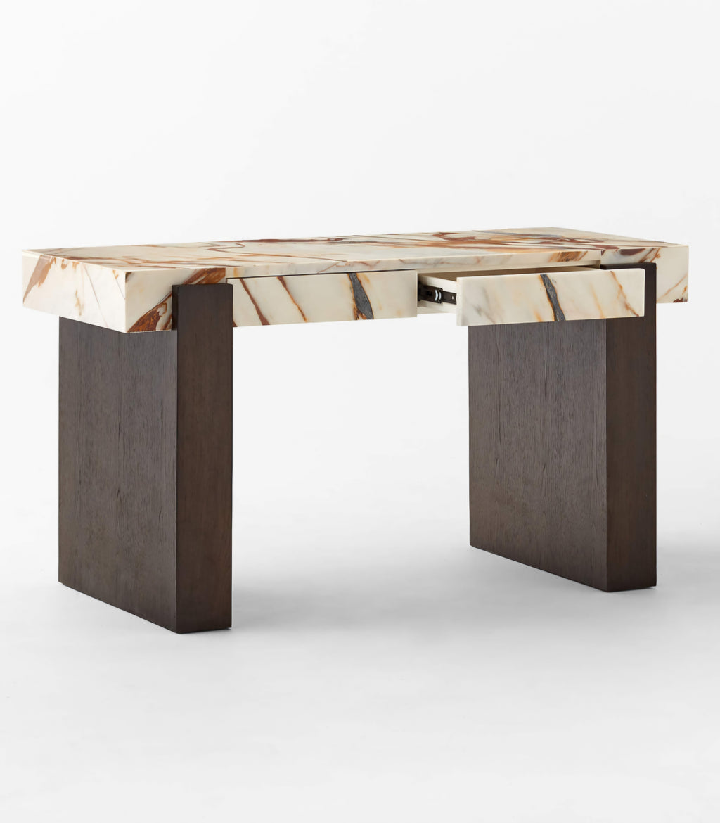 THE ONE × Spesso — 54" 2-Drawer Marble and Walnut Desk