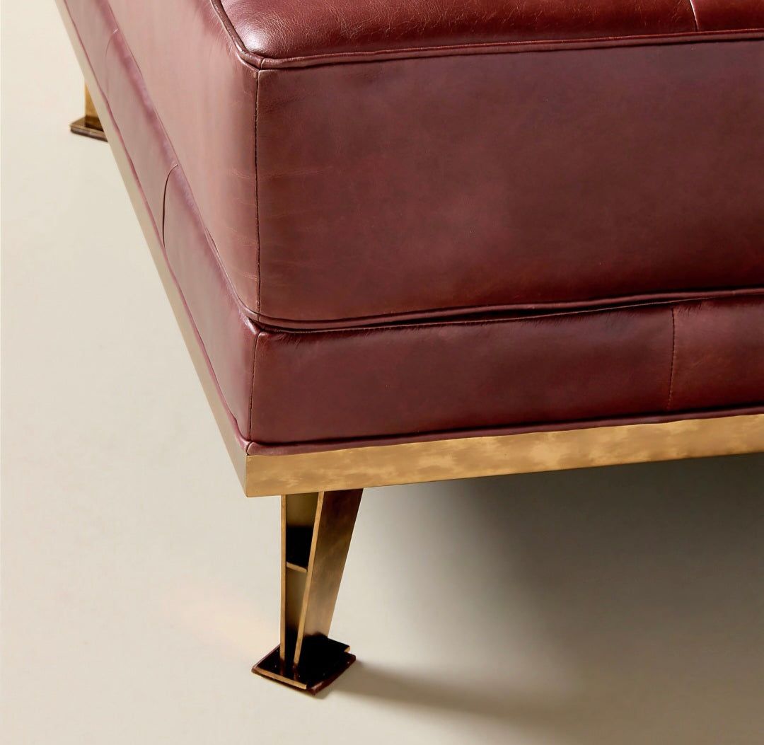 THE ONE × Itero — Burgundy Leather Ottoman