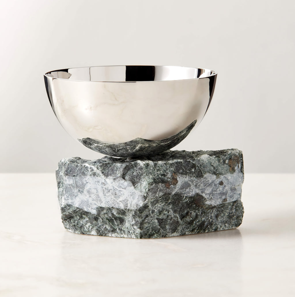 THE ONE × Laftin — Stainless Steel and Green Marble Snack Bowl