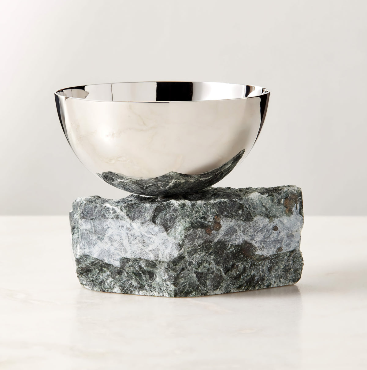 THE ONE × Laftin — Stainless Steel and Green Marble Snack Bowl