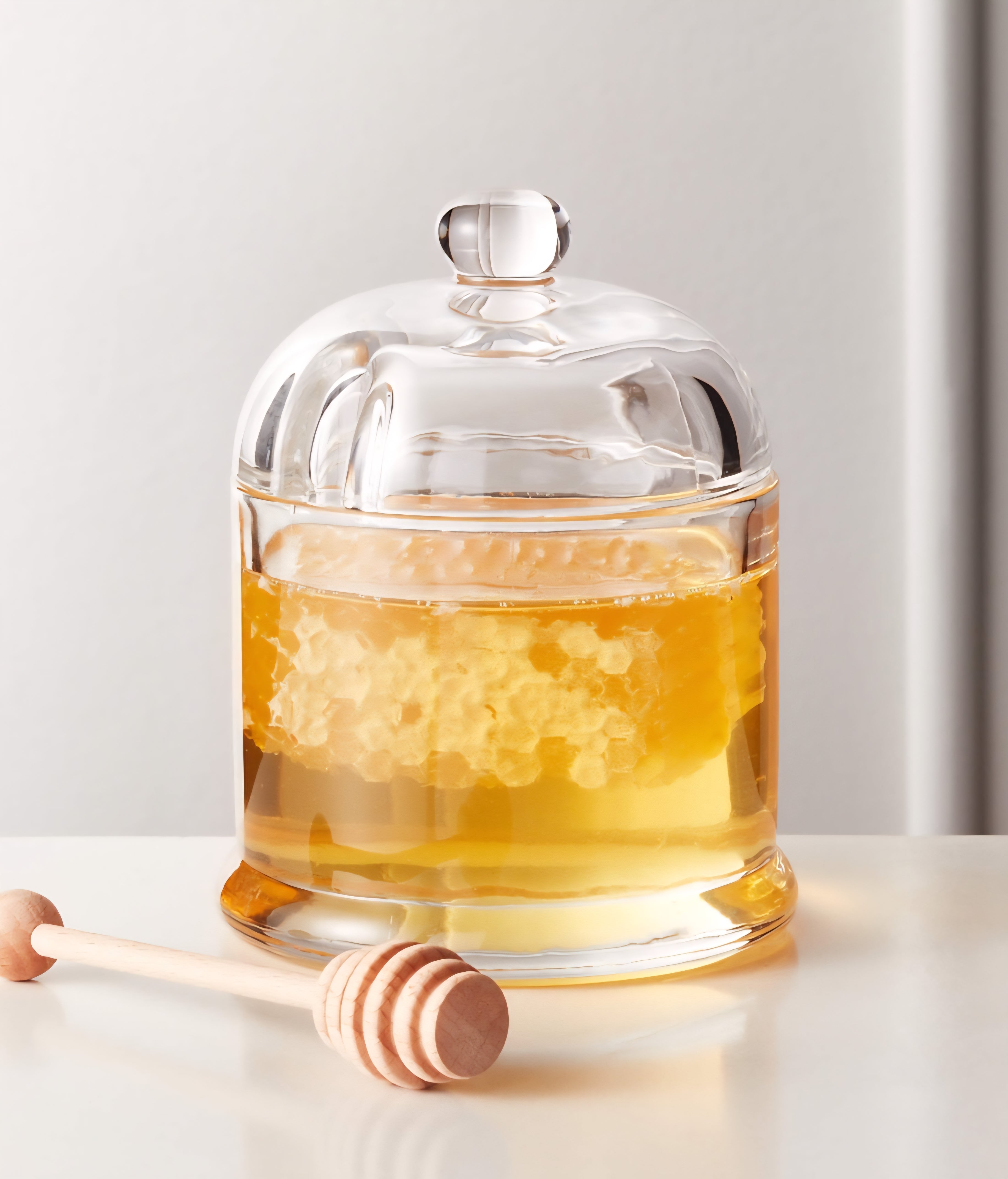THE ONE × Swarm — Glass Honey Pot and Dipper