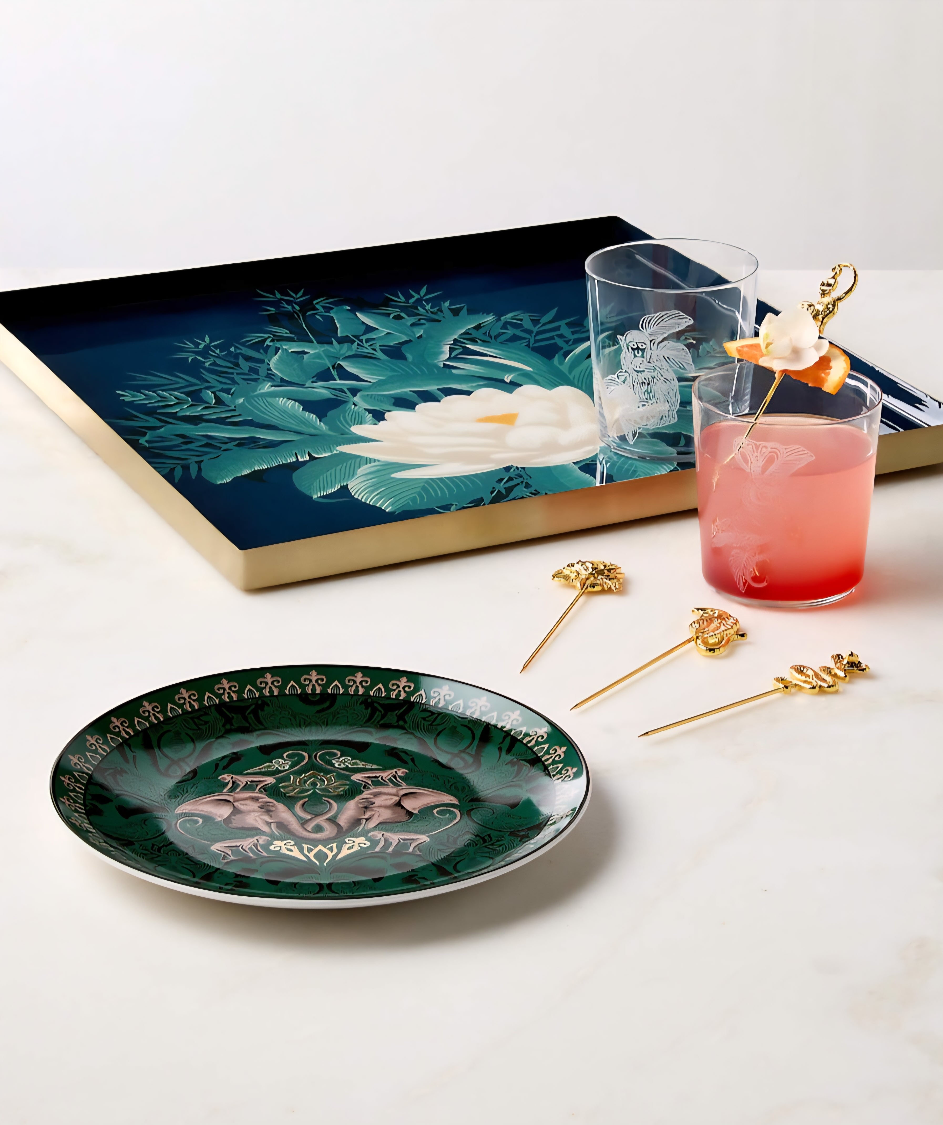 THE ONE × Lotus — Enamel Serving Tray (The White Lotus)