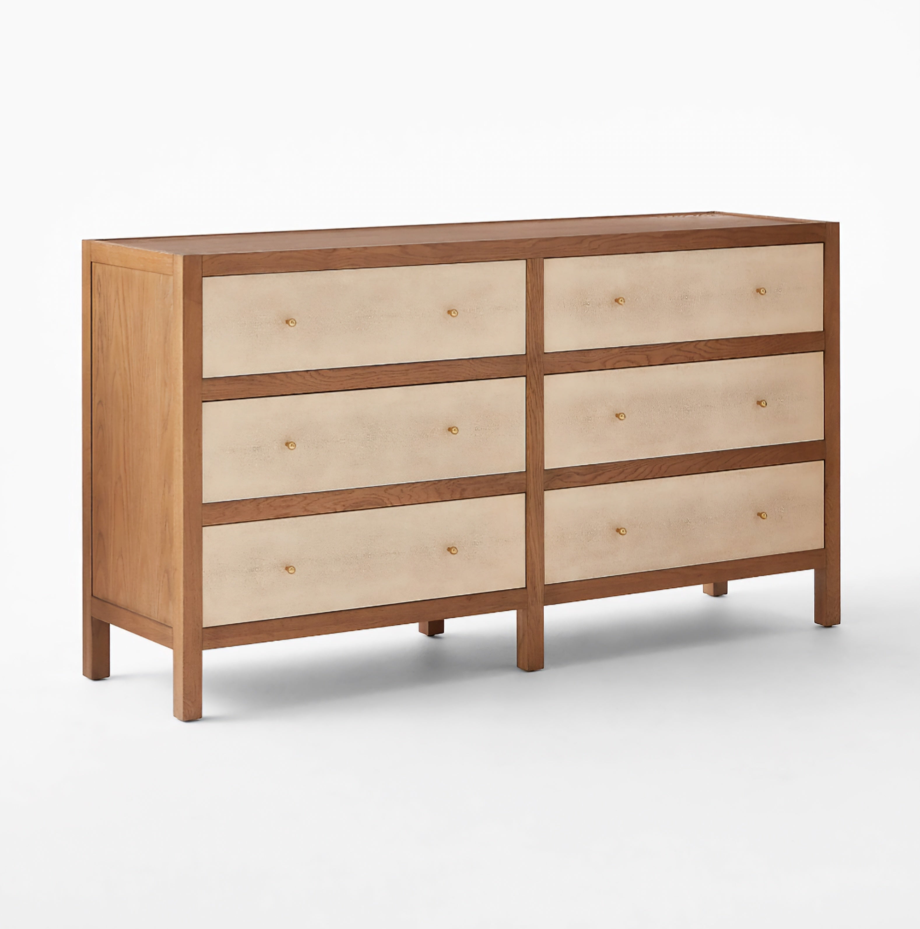 THE ONE × Layton — White Oak and Shagreen 6-Drawer Dresser