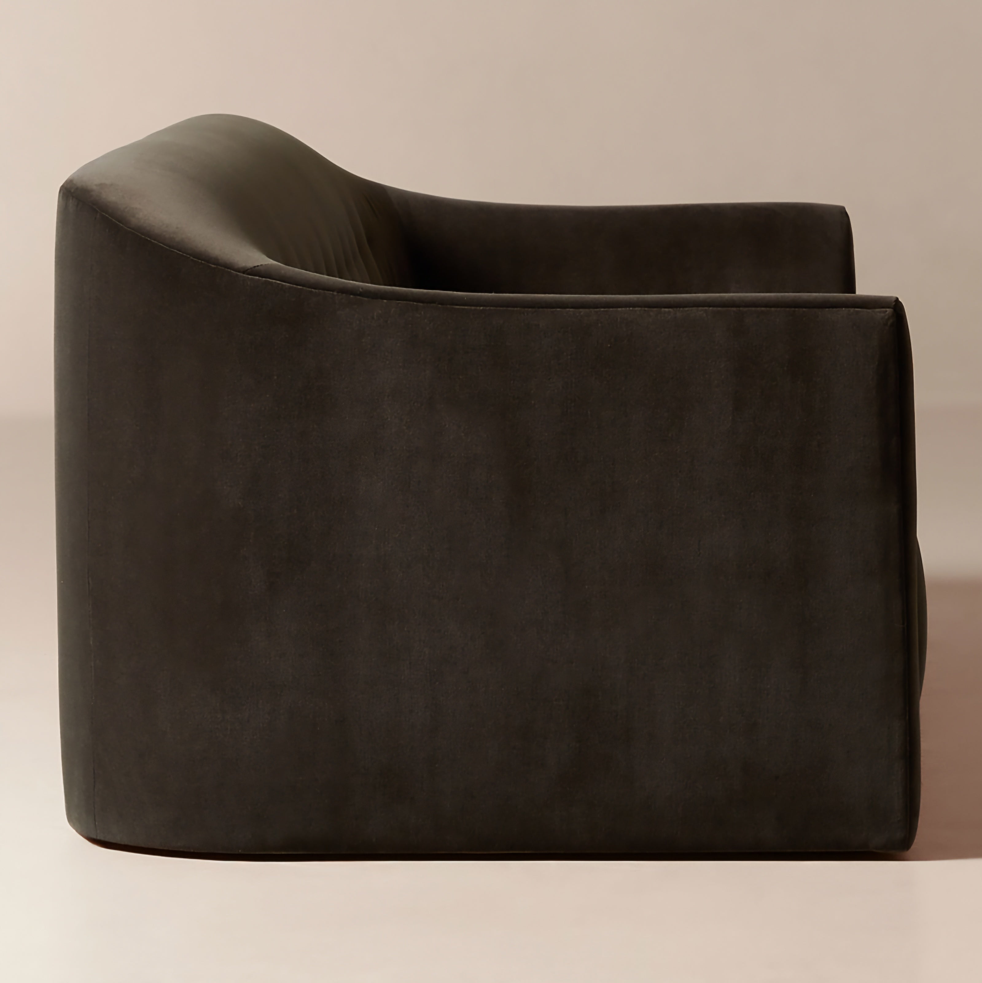 THE ONE × Lincoln — Curved Brown Performance Velvet Sofa