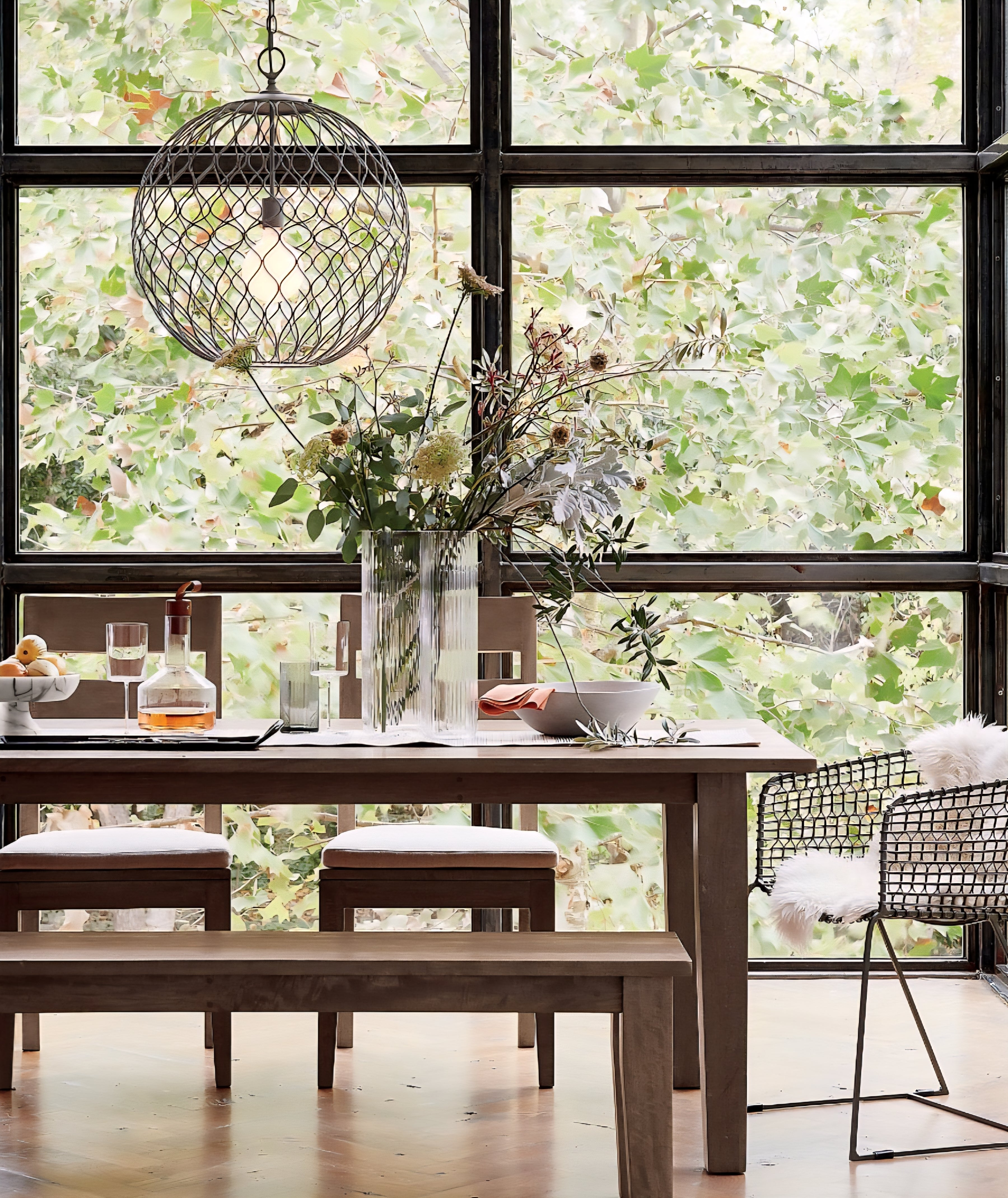 THE ONE × Basque — Weathered Light Brown Solid Wood Dining Table