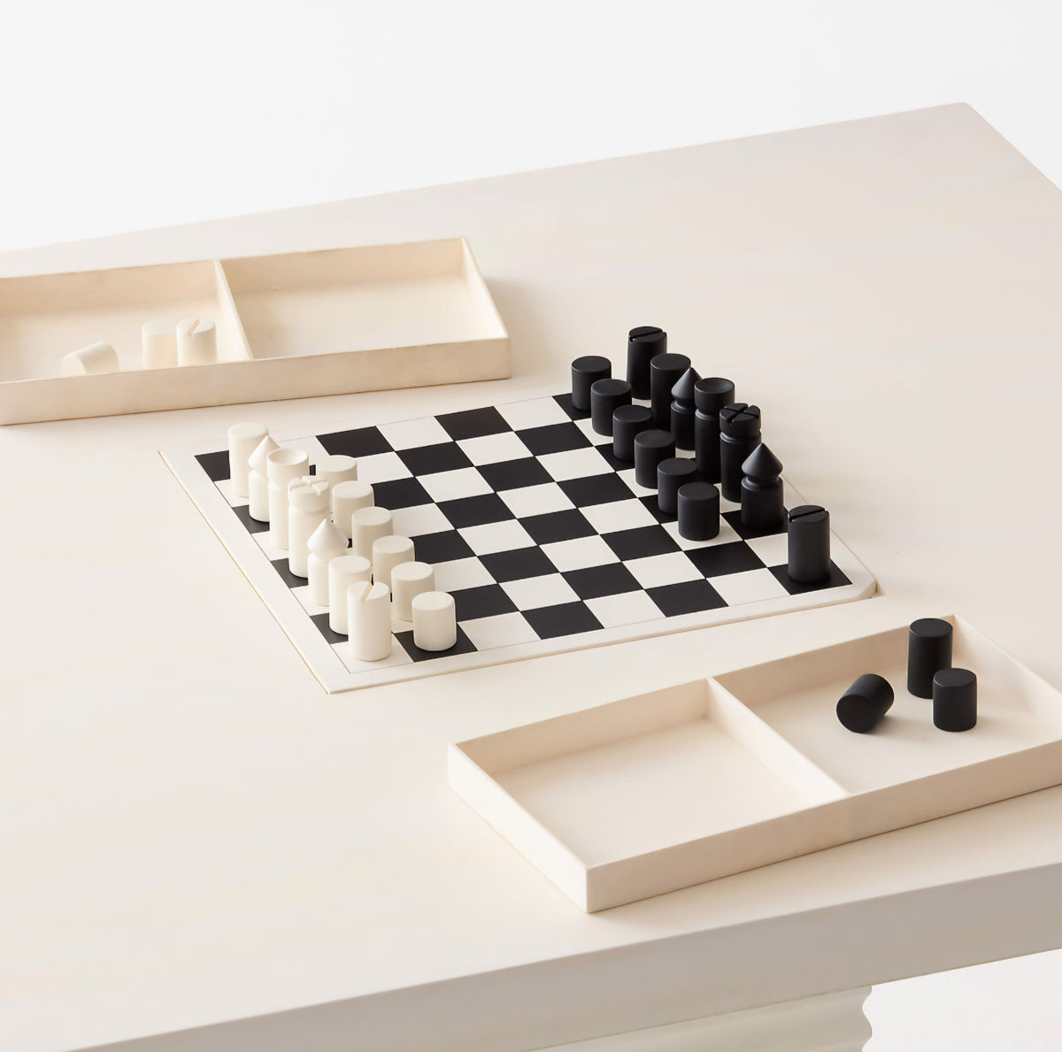 THE ONE × Check — White Swirled Resin Game Table