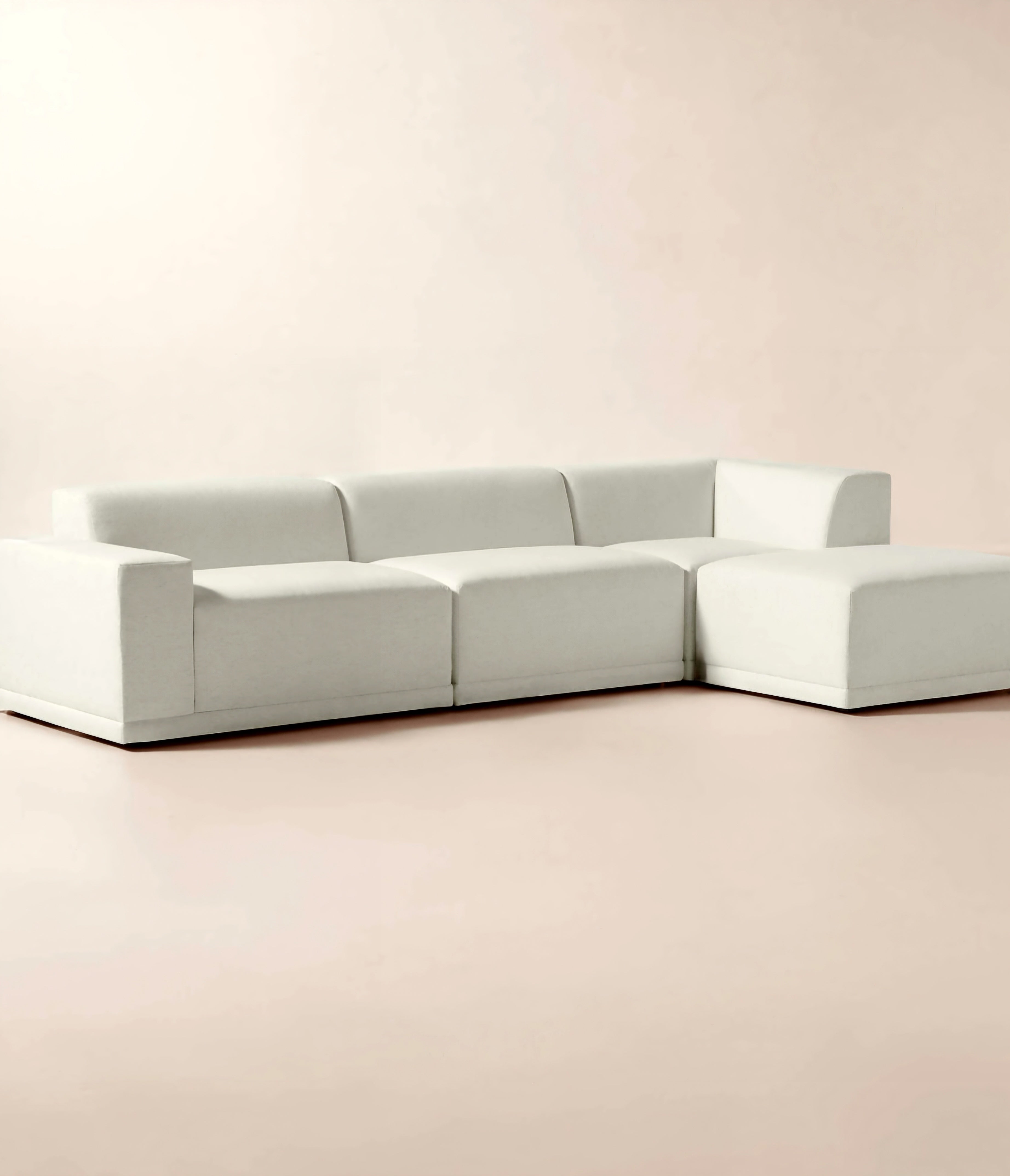 THE ONE × Faible — 4-Piece L-Shaped White Performance Linen Standard Depth Sectional Sofa with Left Arm