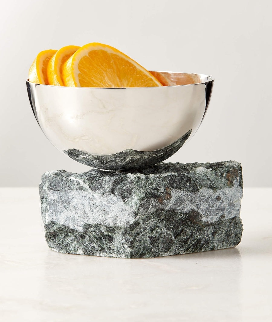 THE ONE × Laftin — Stainless Steel and Green Marble Snack Bowl