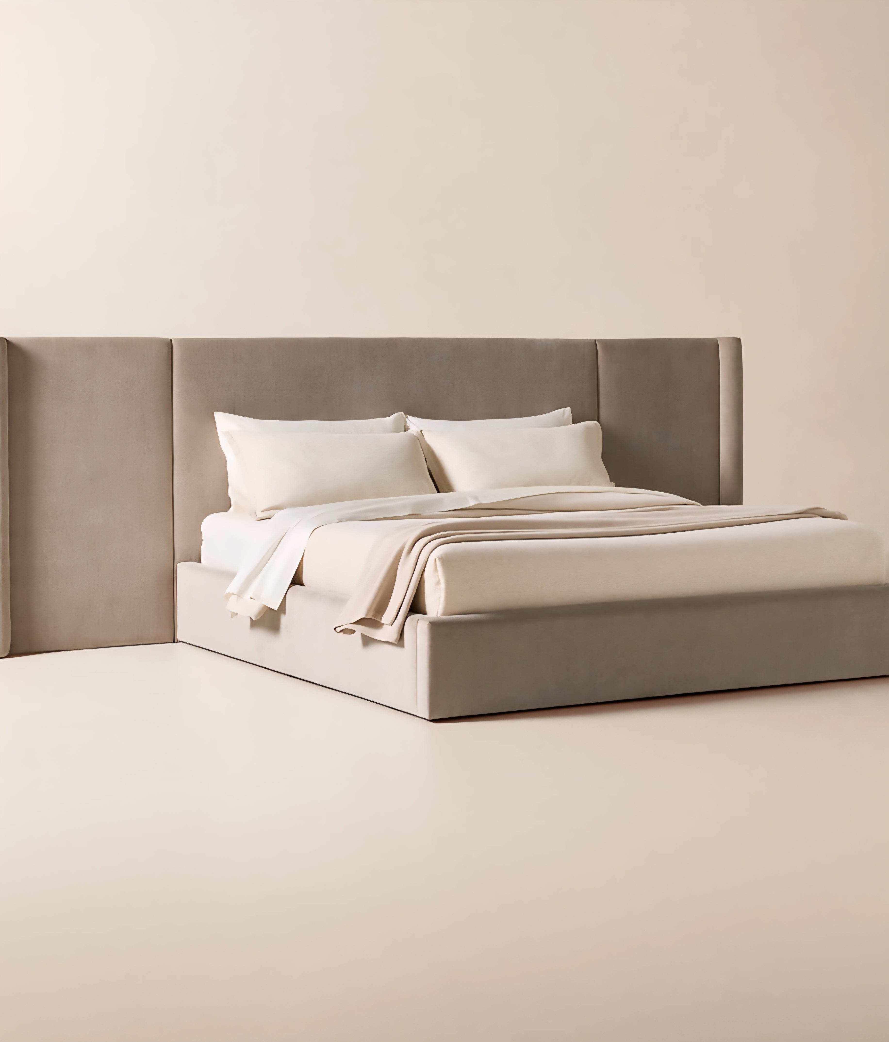 THE ONE × Abbott — Arctic Blue Velvet Upholstered Extended King Platform Bed