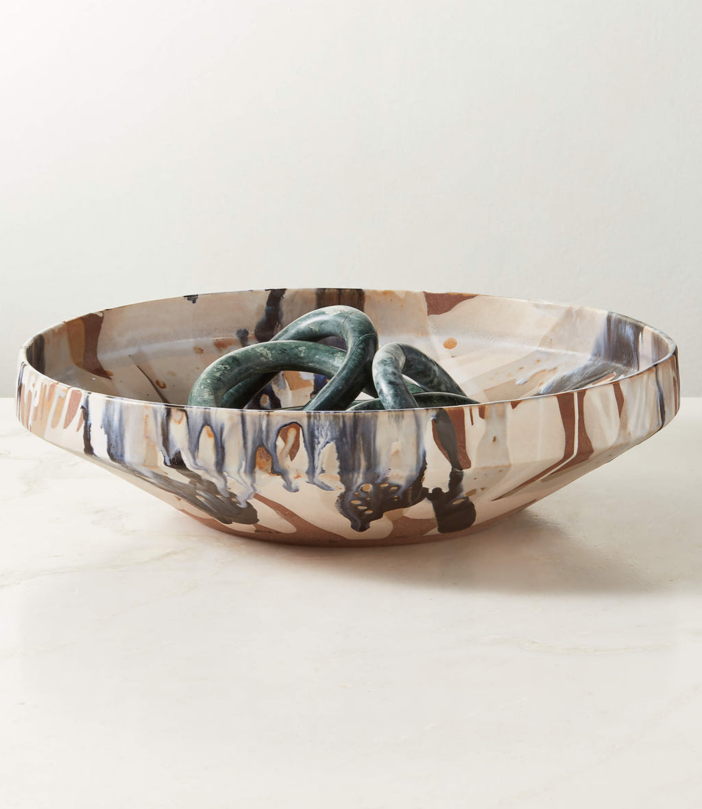 THE ONE × Notus — Tan and Black Ceramic Decorative Large Bowl with Reactive Glaze