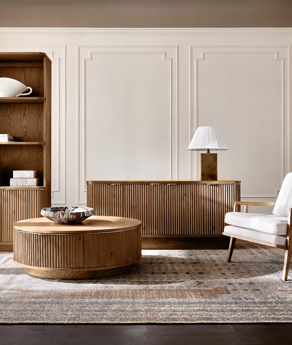 THE ONE × Director — White Boucle Accent Chair
