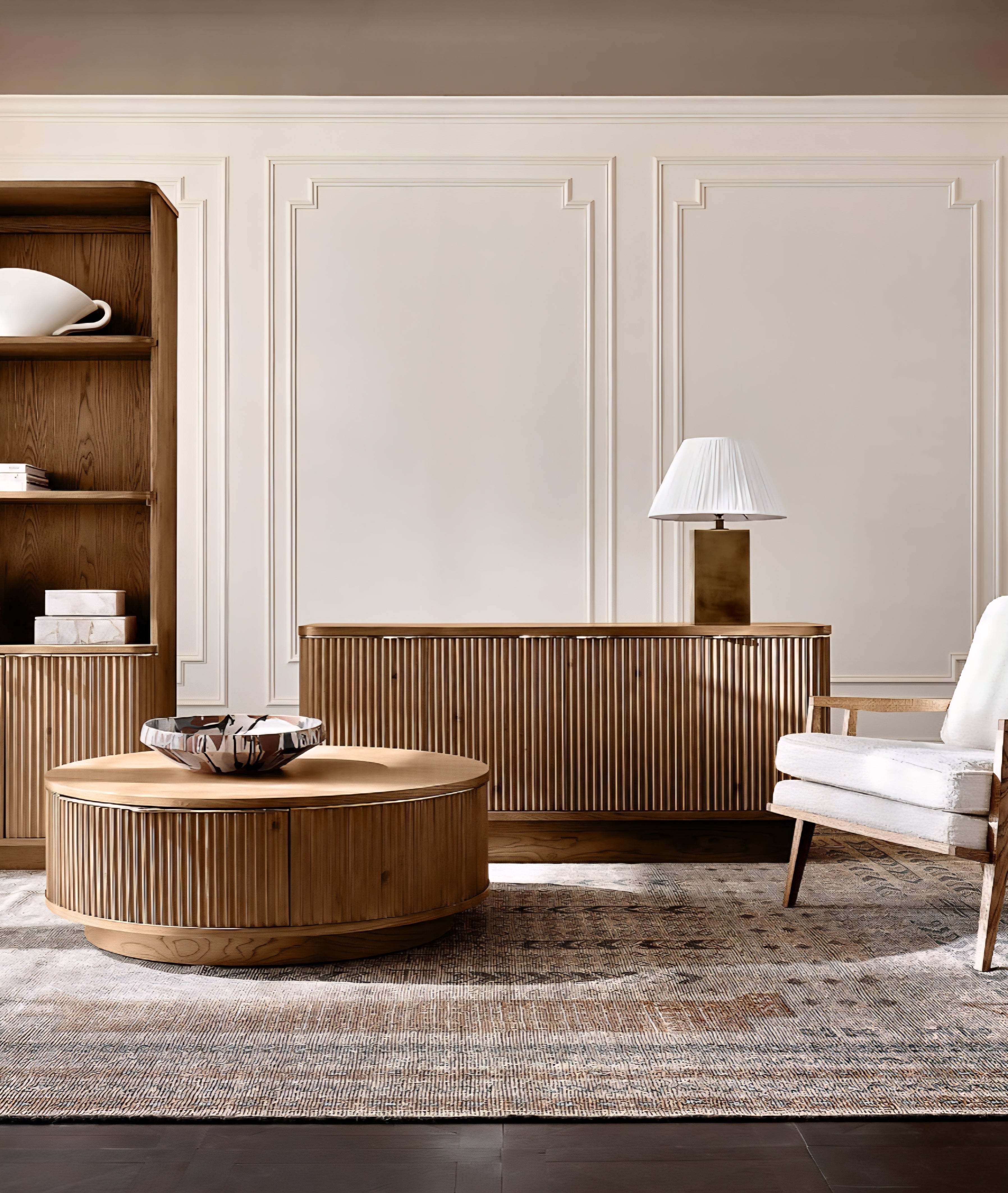 THE ONE × Director — White Boucle Accent Chair
