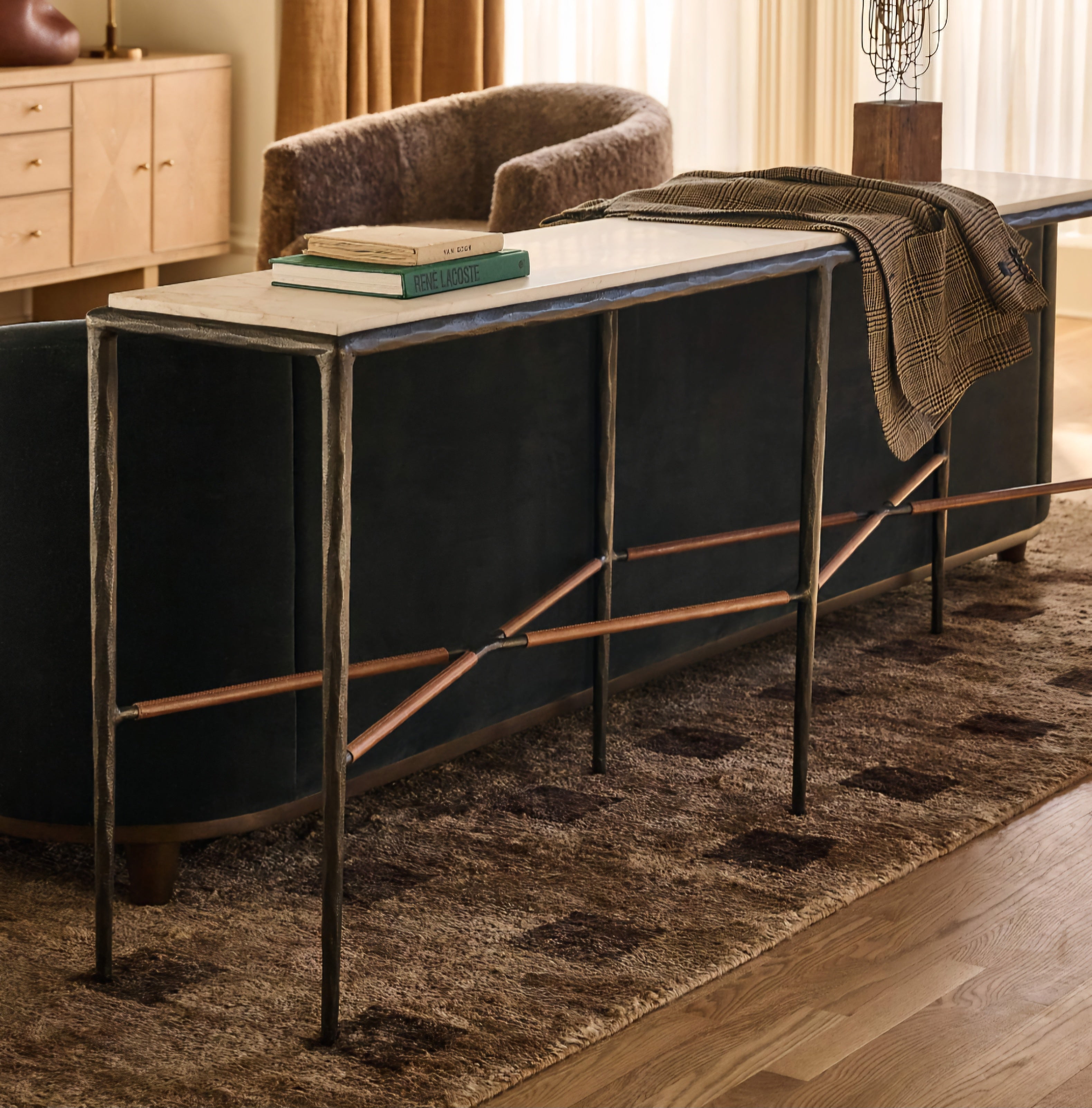 THE ONE × Kingsley — White Marble and Cast Metal Console Table