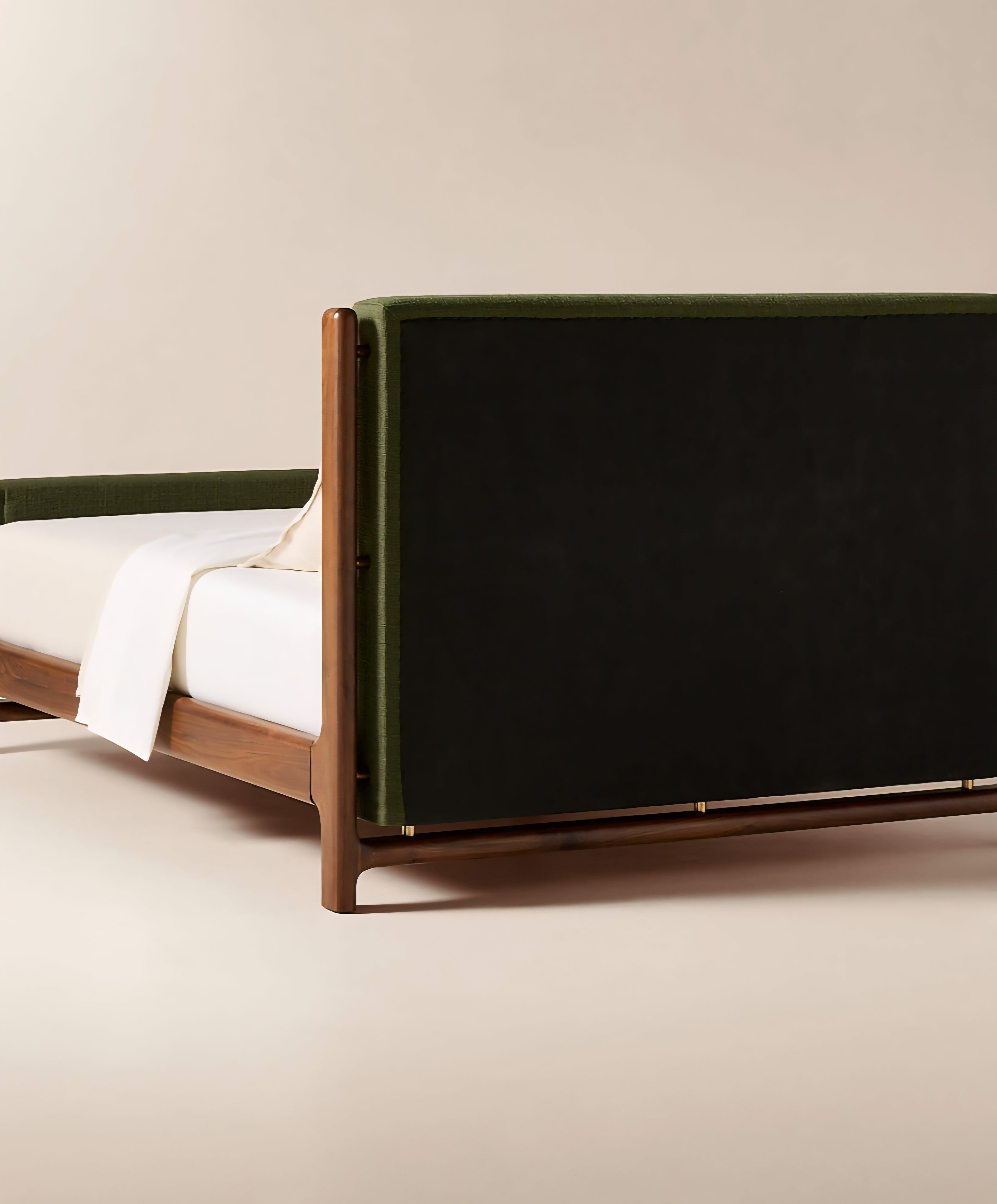 THE ONE × Tavola — Walnut and Warm White Upholstered Queen Bed