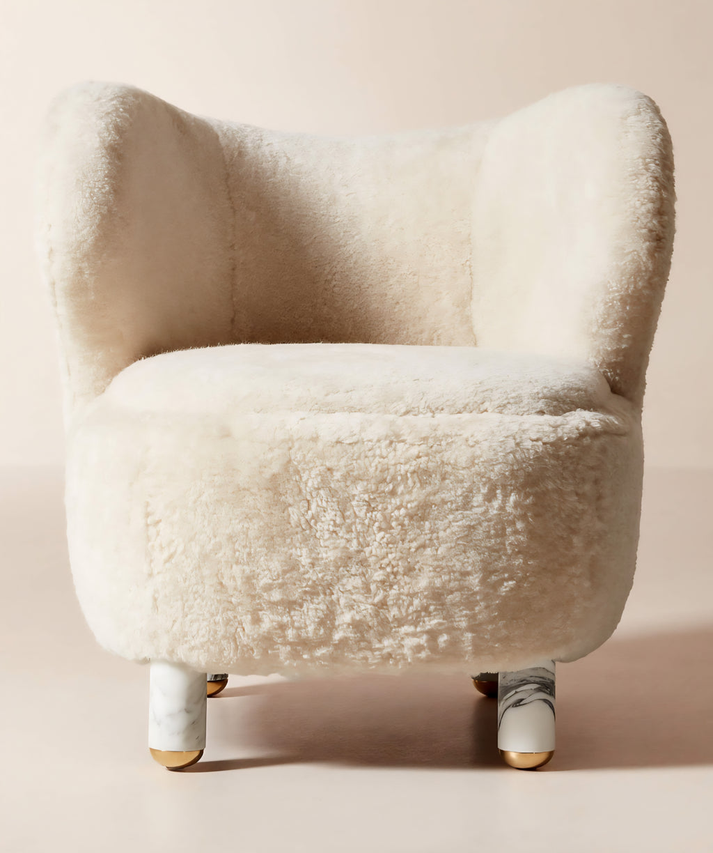 THE ONE × Nadine — Shearling Accent Chair with Marble Legs