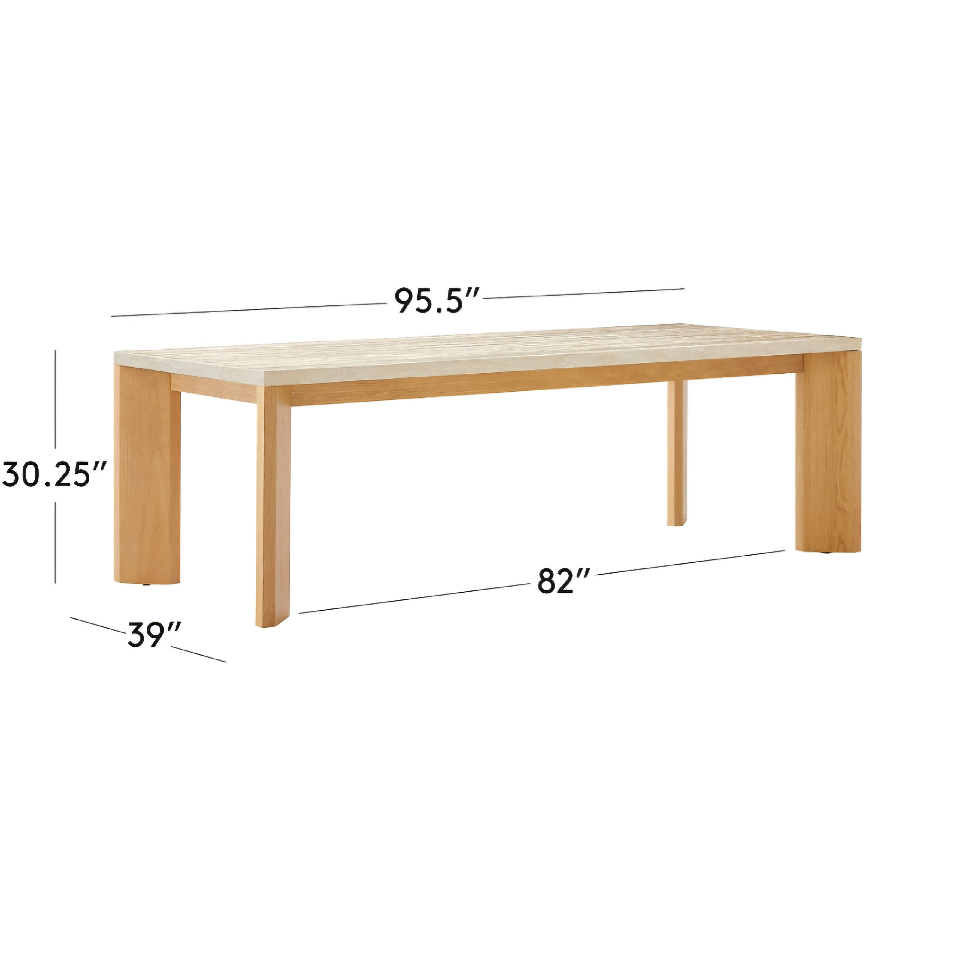 THE ONE × Sydney — Rectangular Travertine Dining Table with White Oak Legs