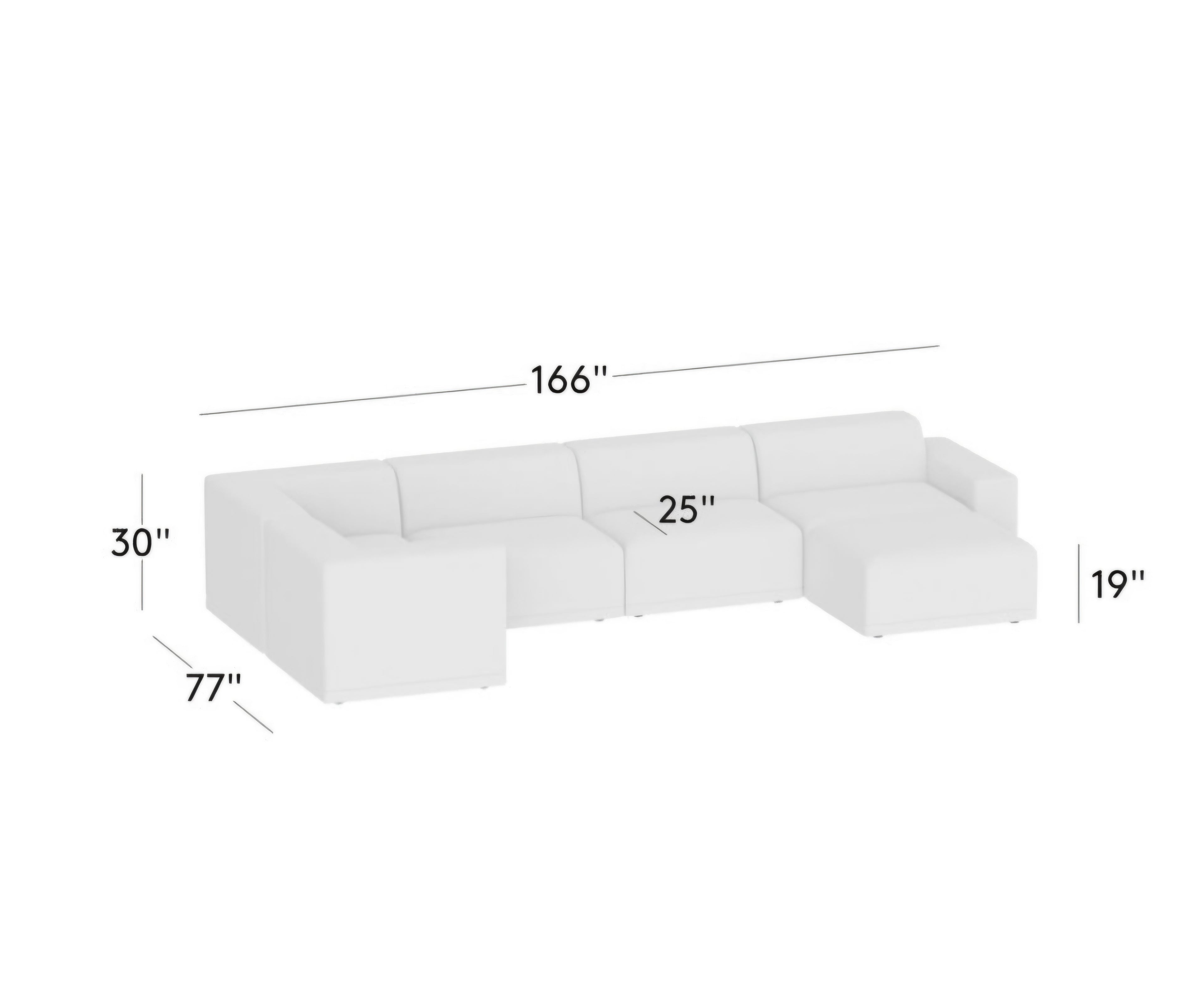 THE ONE × Faible — 6-Piece U-Shaped White Performance Linen Standard Depth Sectional Sofa with Left Arm