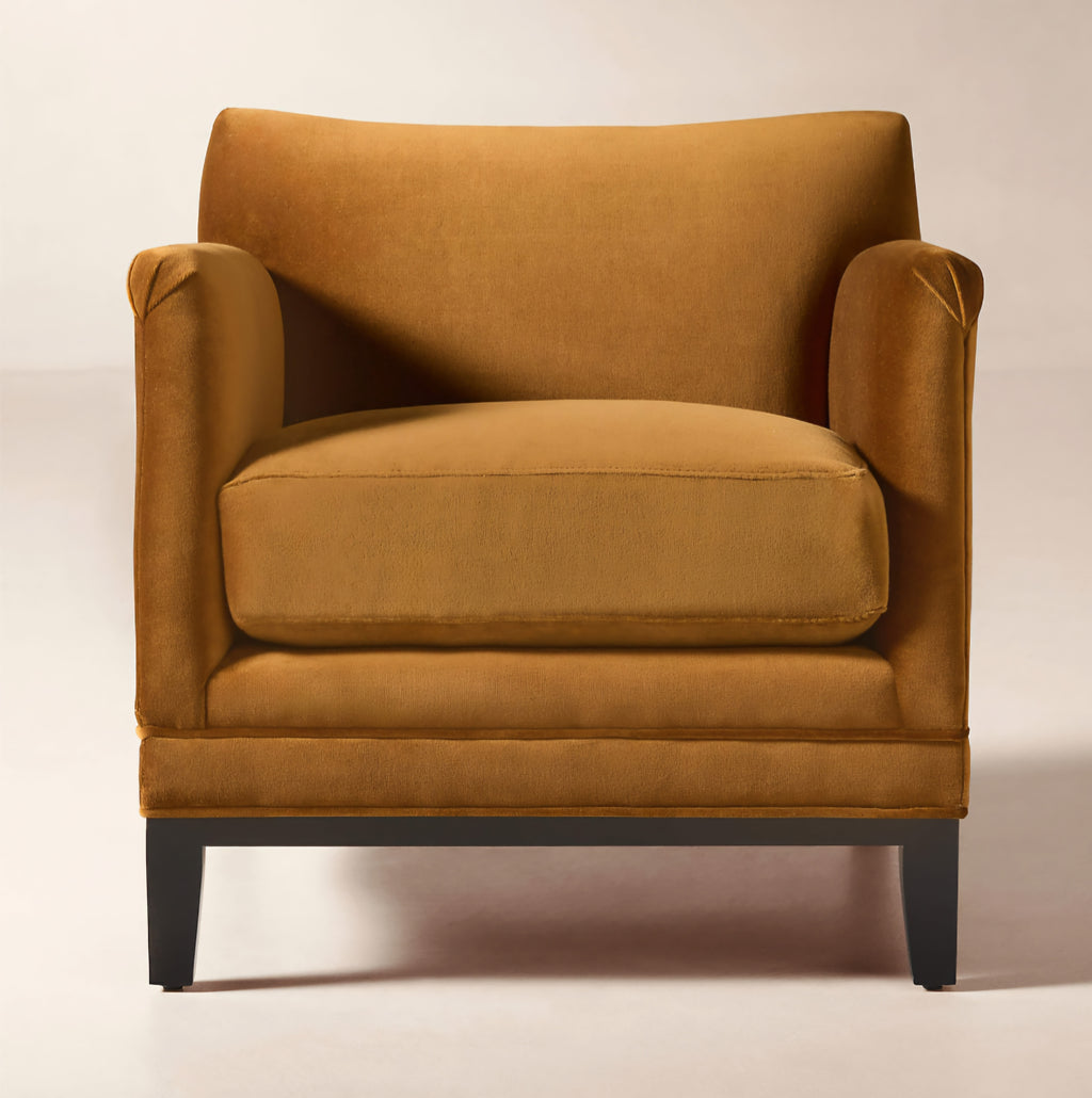 THE ONE × Olson — Cognac Brown Velvet Accent Chair