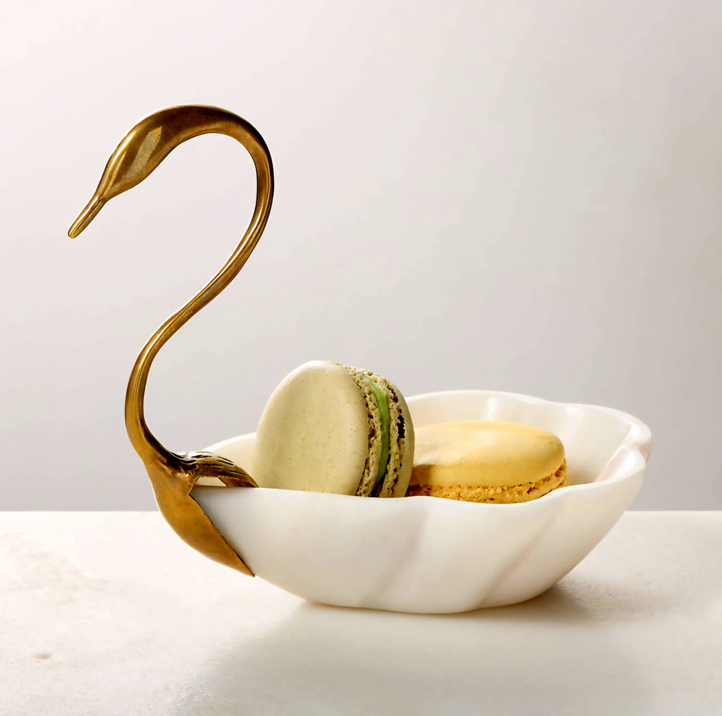 THE ONE × Odetta — White Marble and Cast Brass Serving Bowl