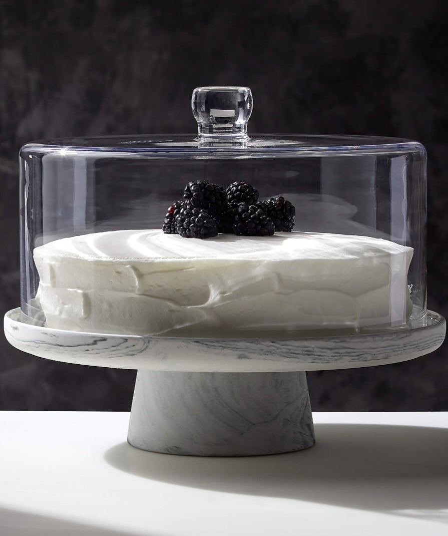 THE ONE × Swirl — Black and White Cake Stand with Glass Lid