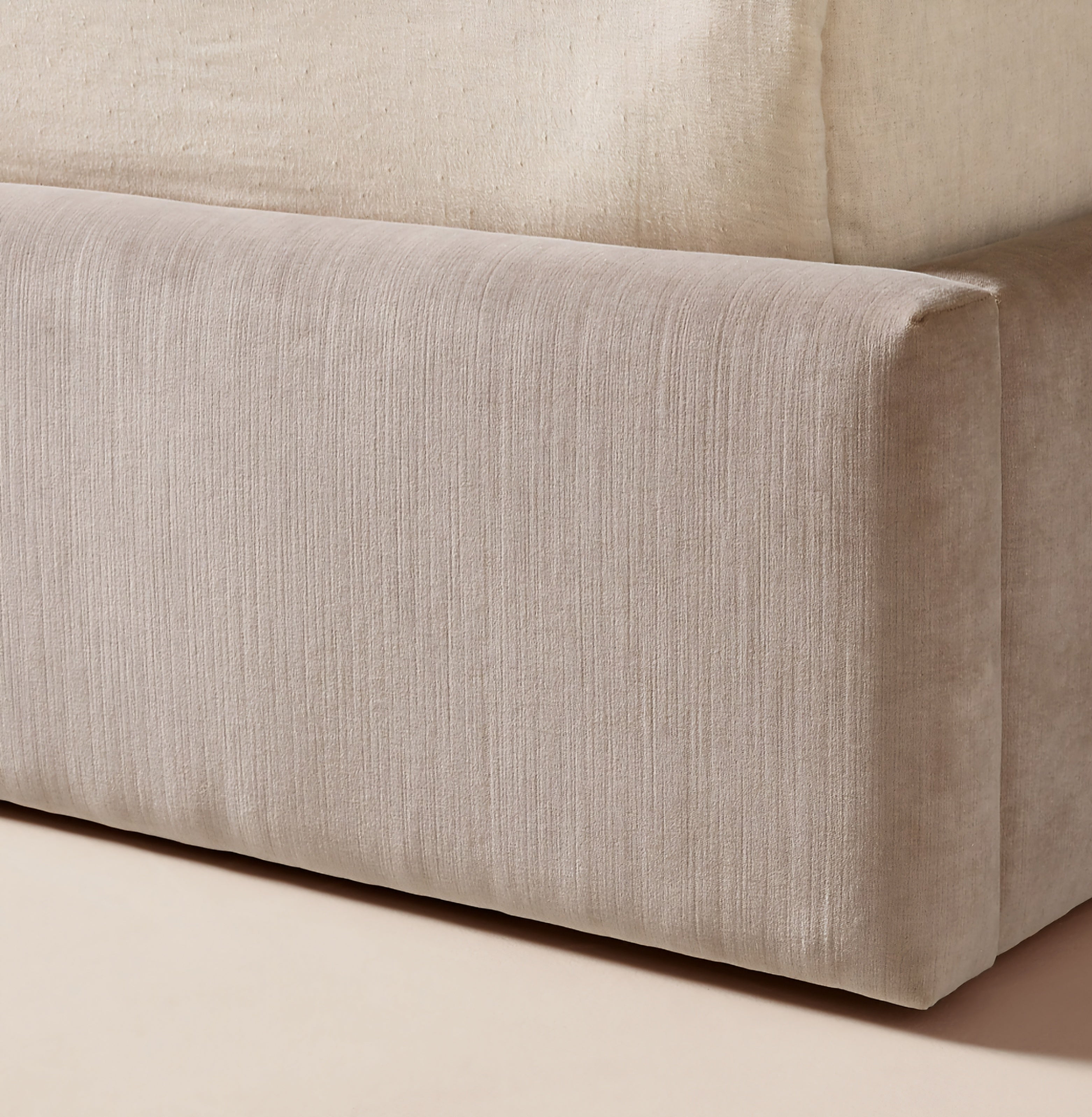 THE ONE × Abbott — Arctic Blue Velvet Upholstered Extended King Platform Bed