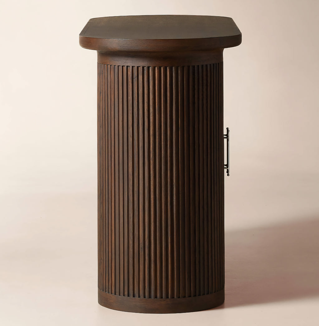 THE ONE × Solero — Fluted Dark Oak Wood Standing Bar