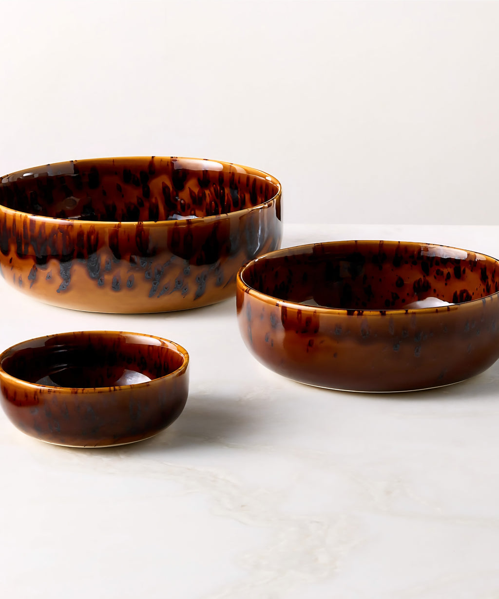 THE ONE × Tara — 3‑Piece Tortoise Serving Bowls