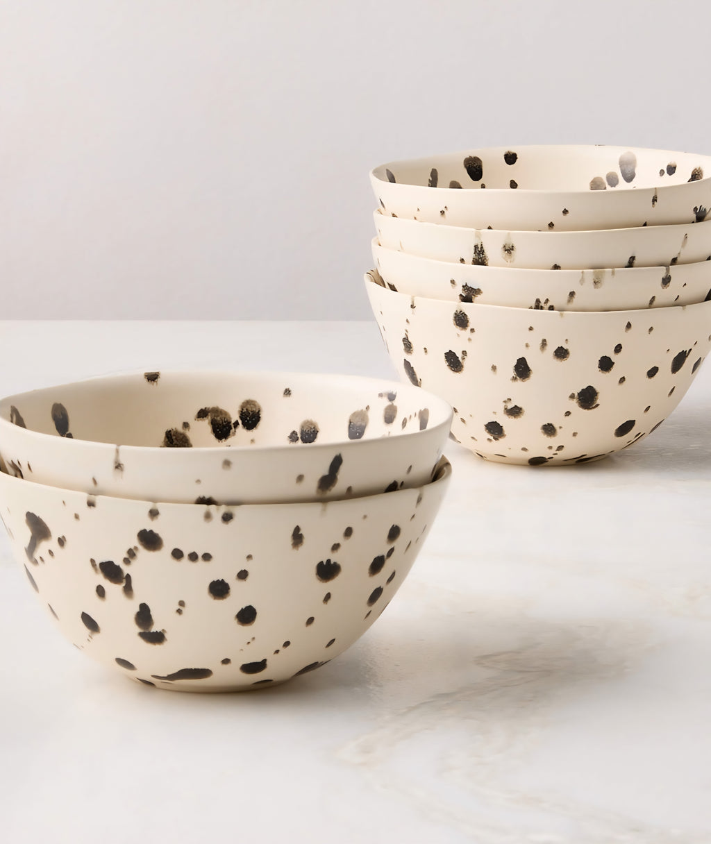 THE ONE × Harper — Black and White Splatter Soup & Pasta Bowls