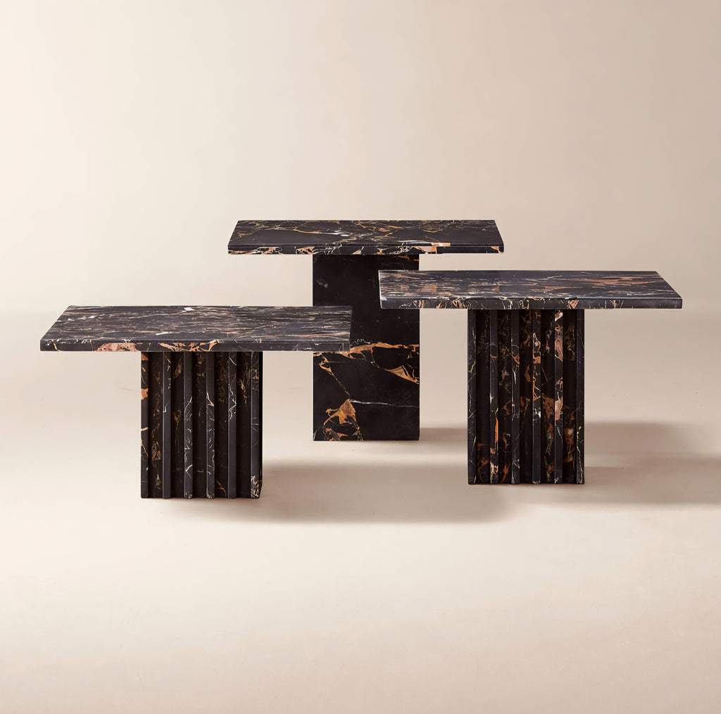 THE ONE × Carve — Square Black Marble Side Table Set