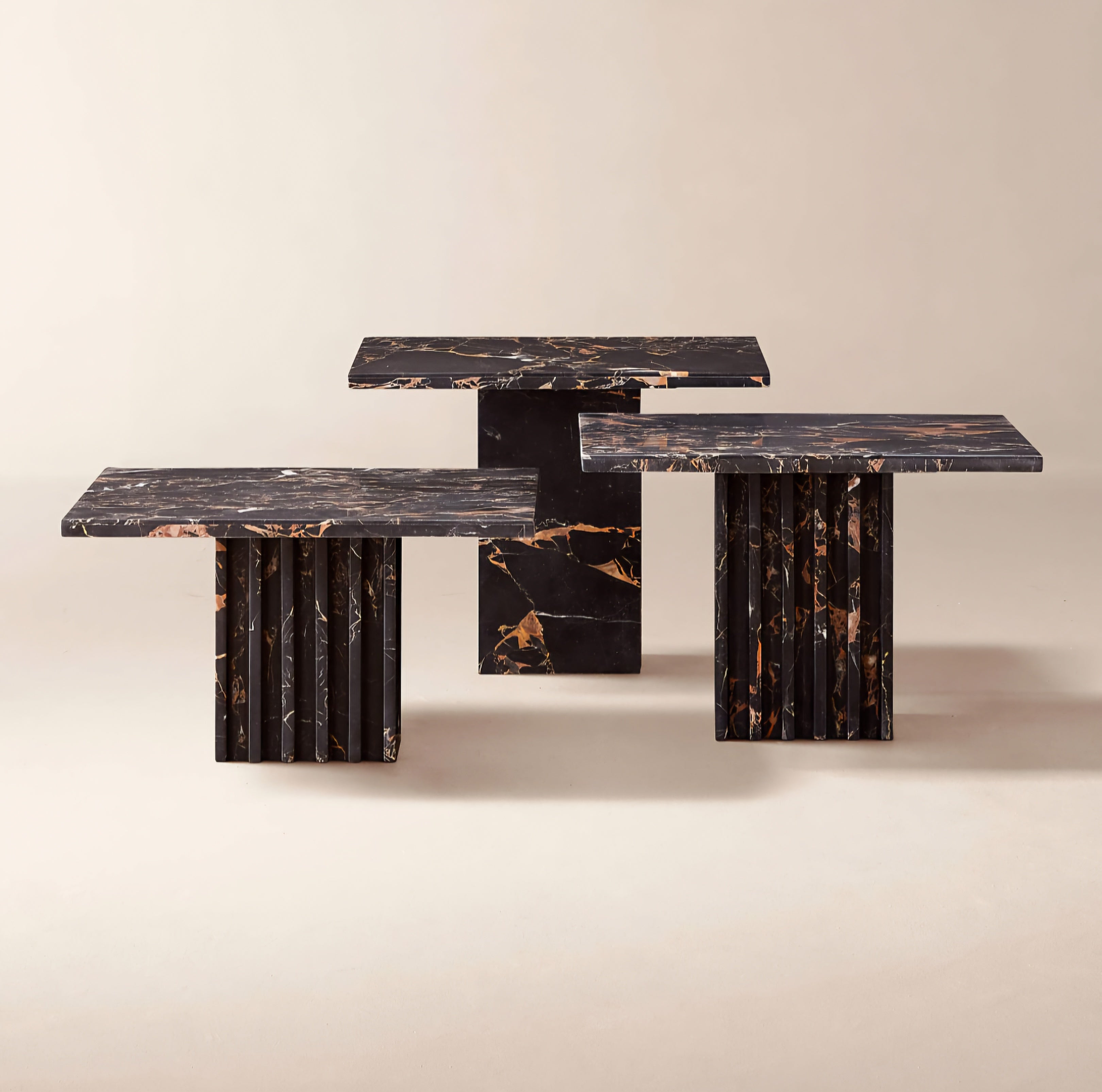 THE ONE × Carve — Square Black Marble Side Table Set