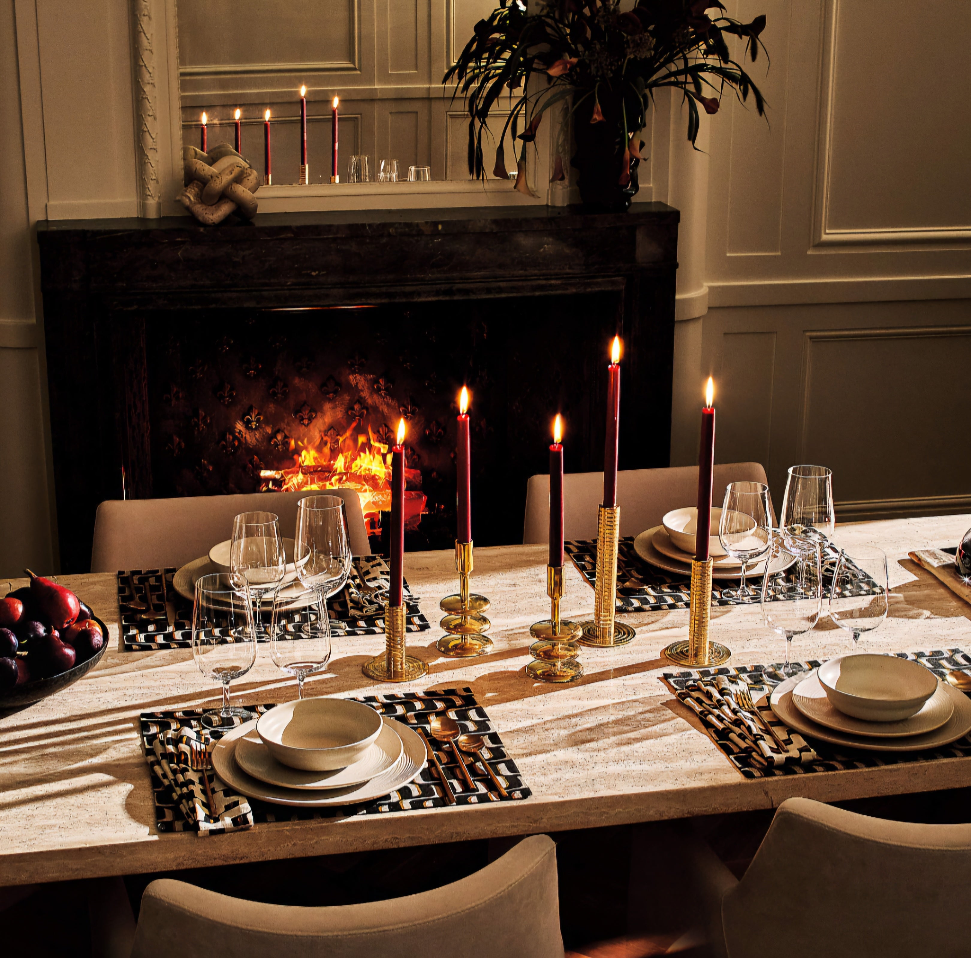 THE ONE × Sydney — Rectangular Travertine Dining Table with White Oak Legs
