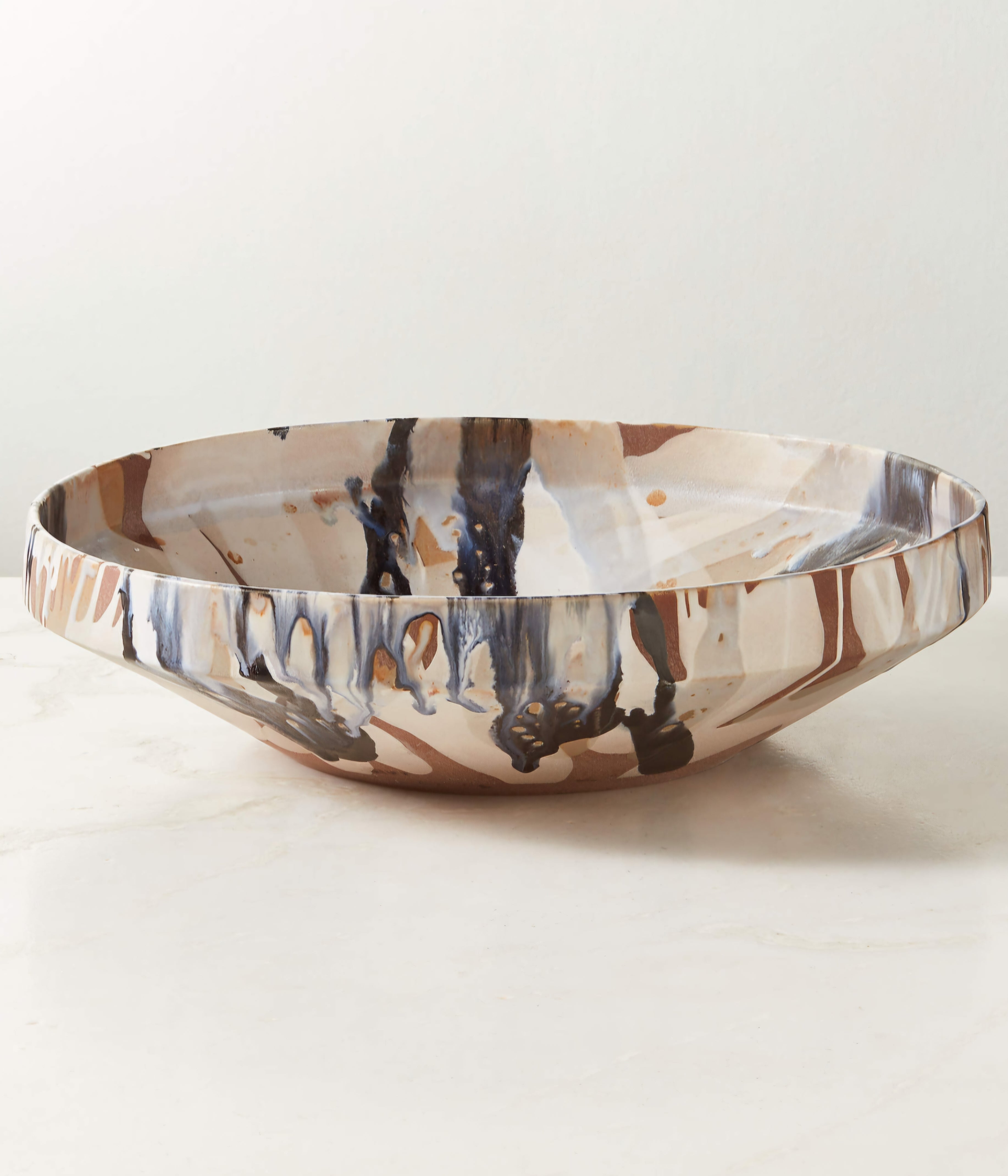 THE ONE × Notus — Tan and Black Ceramic Decorative Large Bowl with Reactive Glaze