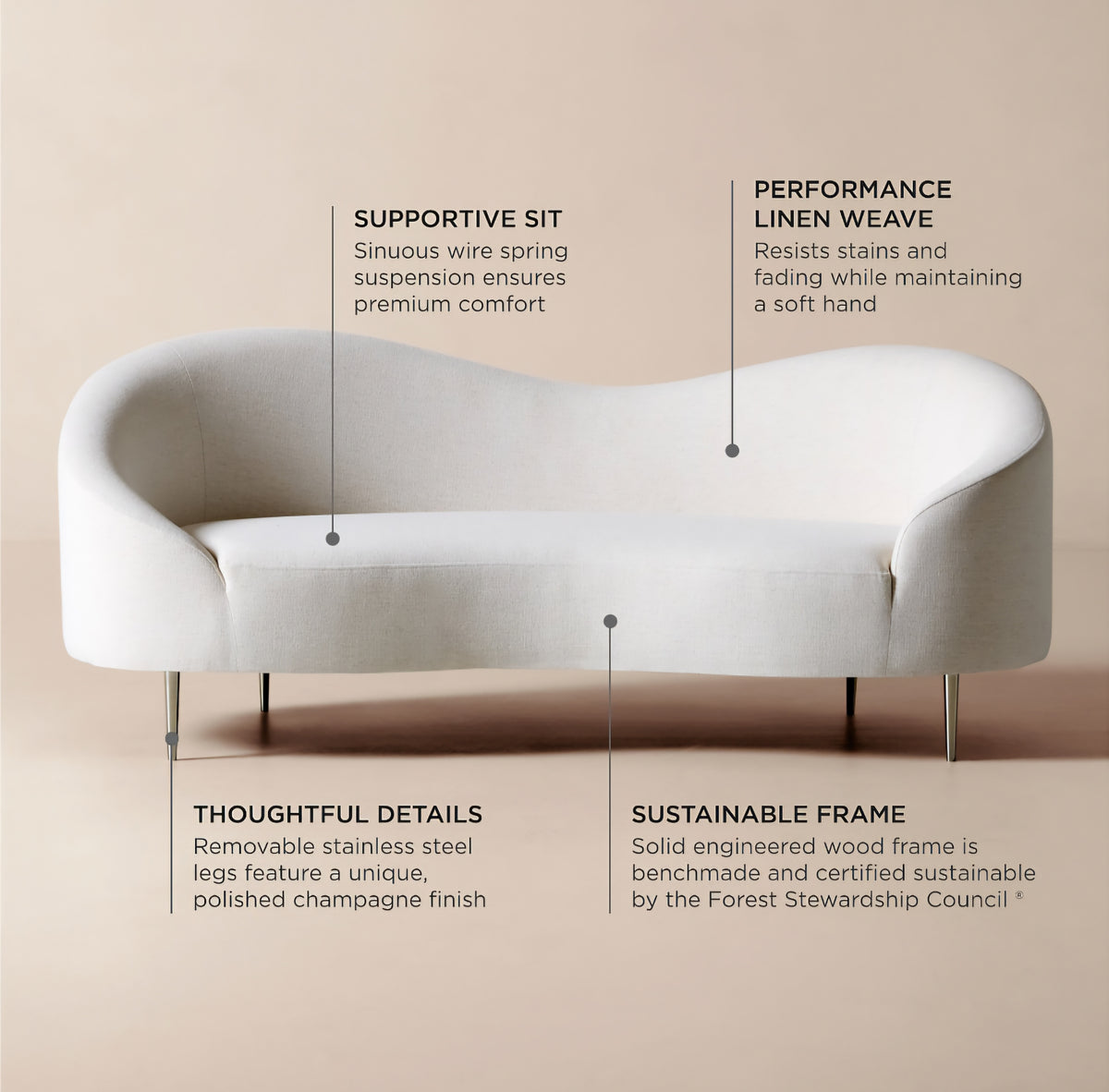 THE ONE × Curvo — White Performance Fabric Sofa by Goop