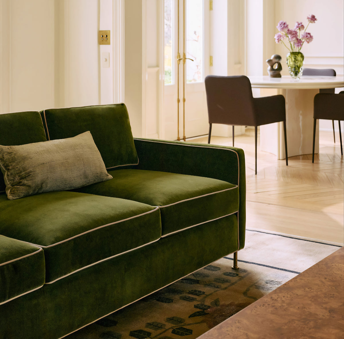 THE ONE × Brett — Jade Green Velvet Sofa