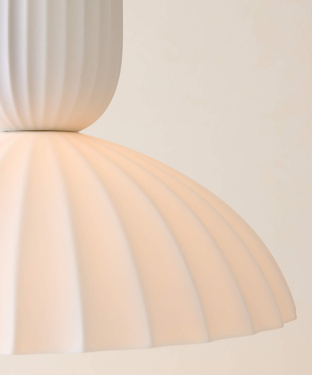 THE ONE × Jeanne — Fluted White Porcelain Dome Pendant Light