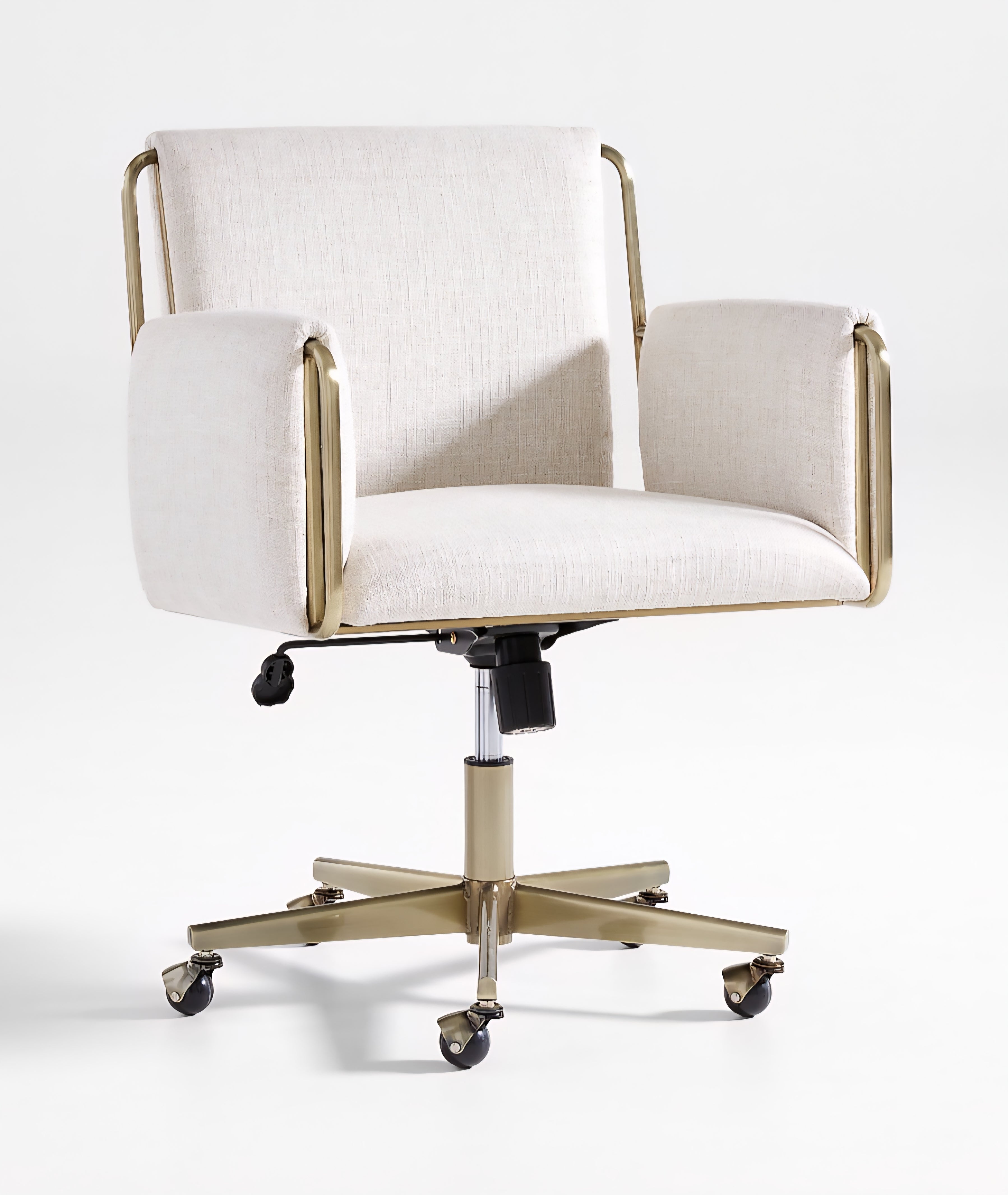 THE ONE × Caterina — Natural Upholstered Office Chair with Brass Base