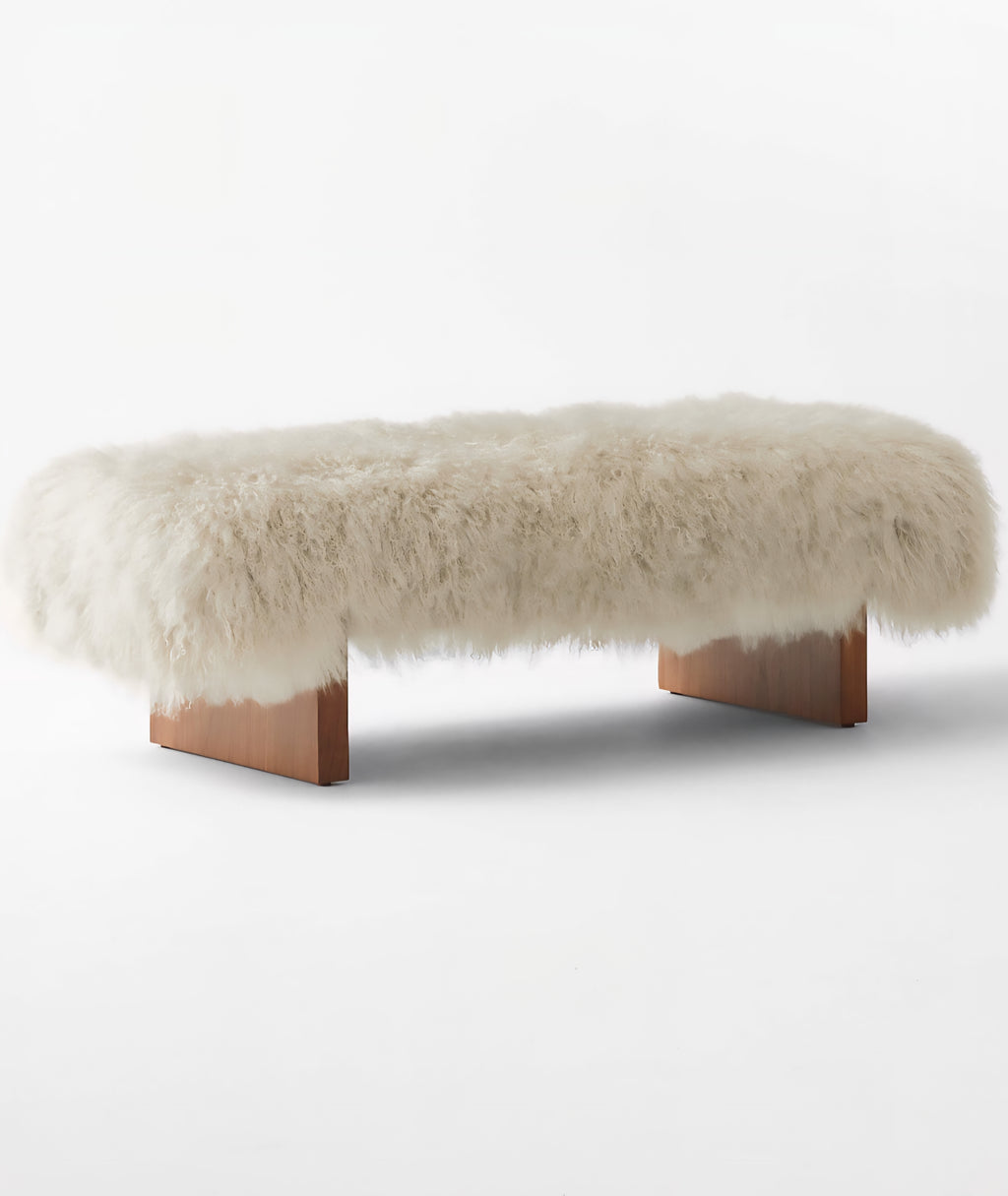 THE ONE × Socca — Sheepskin Upholstered Bench