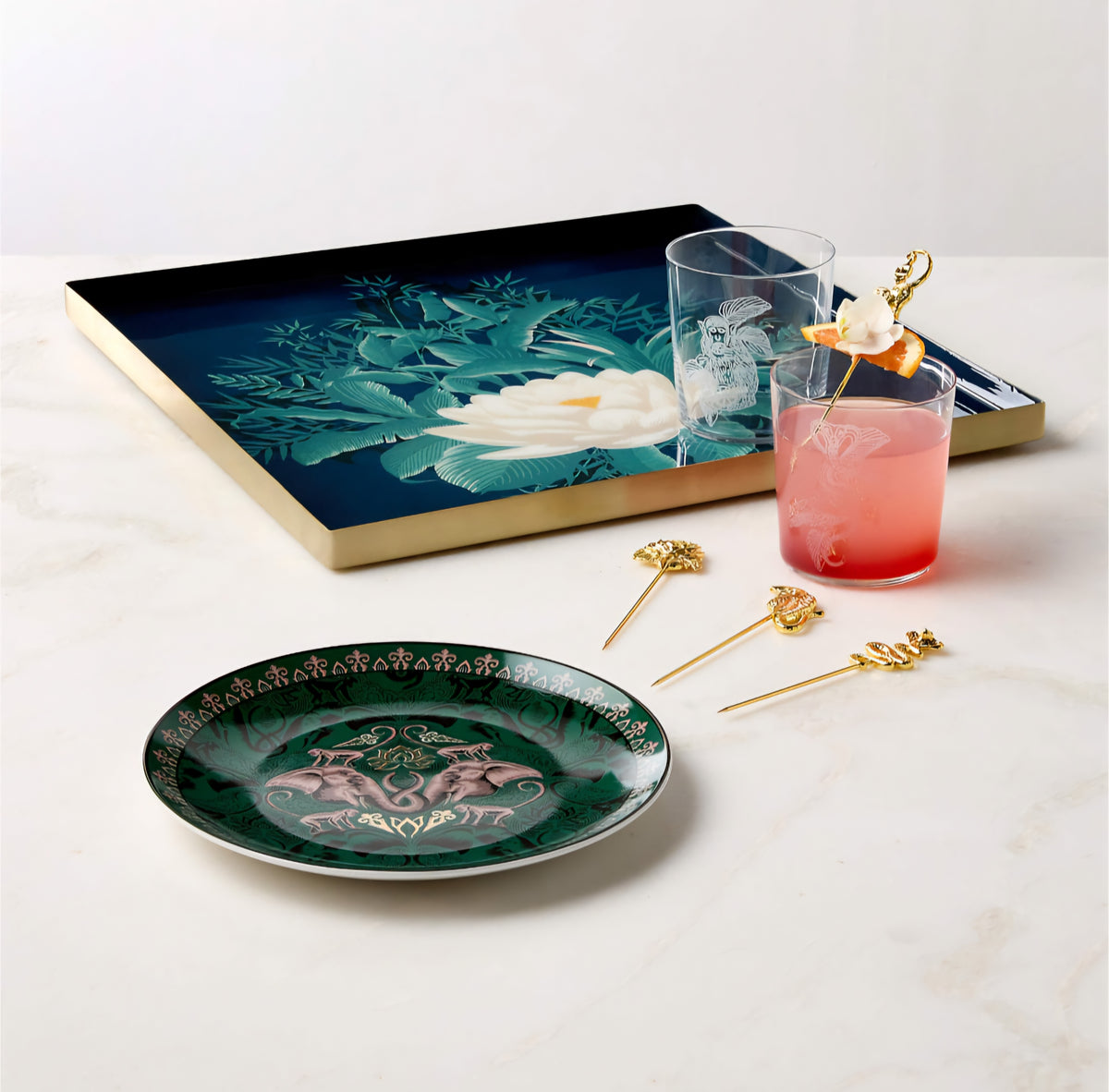 THE ONE × Lotus — Enamel Serving Tray (The White Lotus)