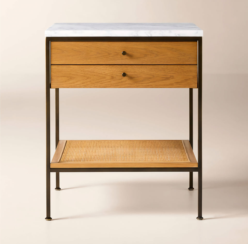 THE ONE × Connoisseur — Light Oak Nightstand with Marble Top