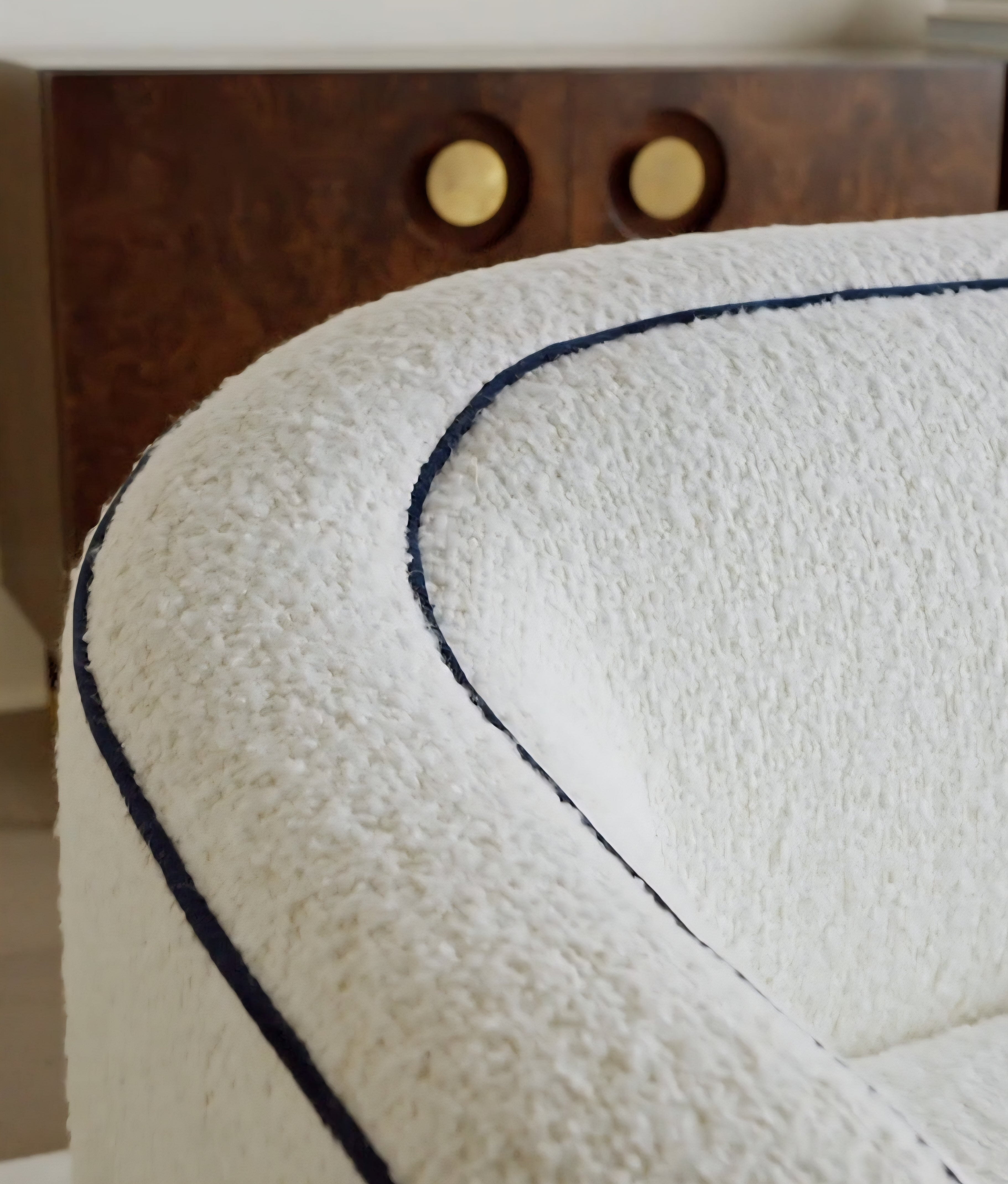 THE ONE × Mylene — Black and White Boucle Curved Sofa by goop