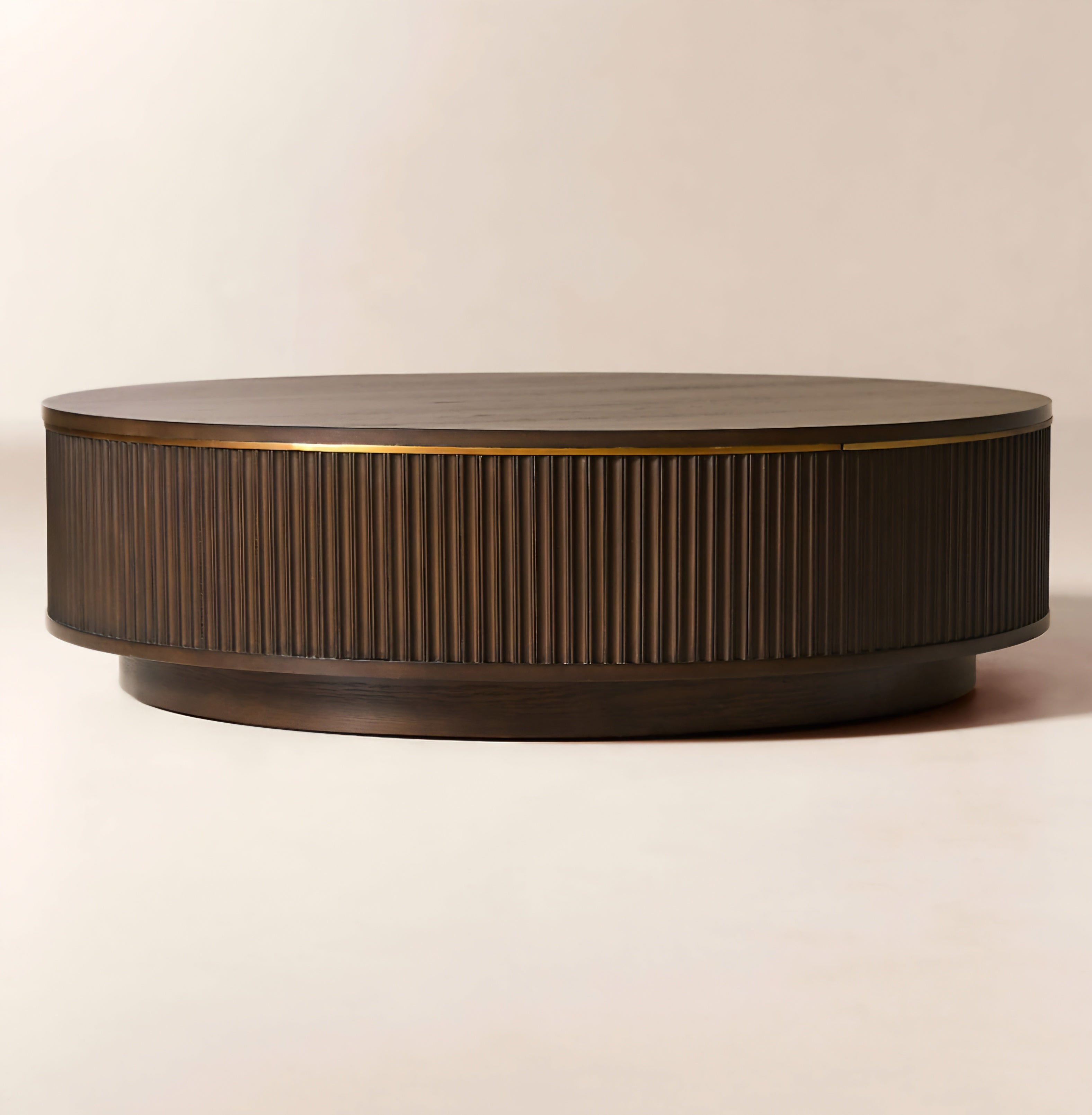 THE ONE × Davison — Round Fluted Dark Oak Coffee Table 50" Round