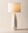 THE ONE × Saxon — White High-Gloss Resin Table Lamp with Silk Shade