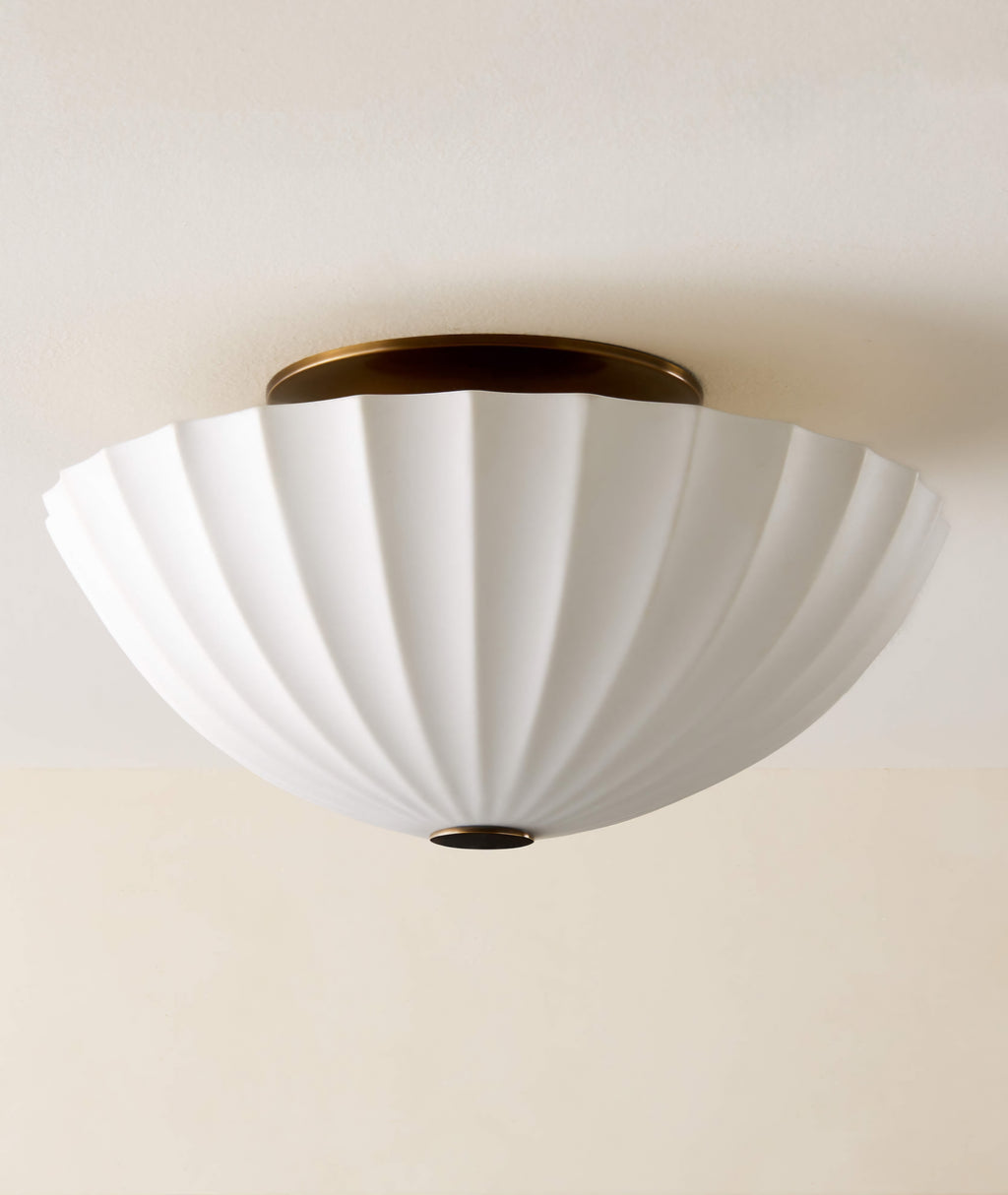 THE ONE × Jeanne — Fluted White Porcelain Flush Mount Light