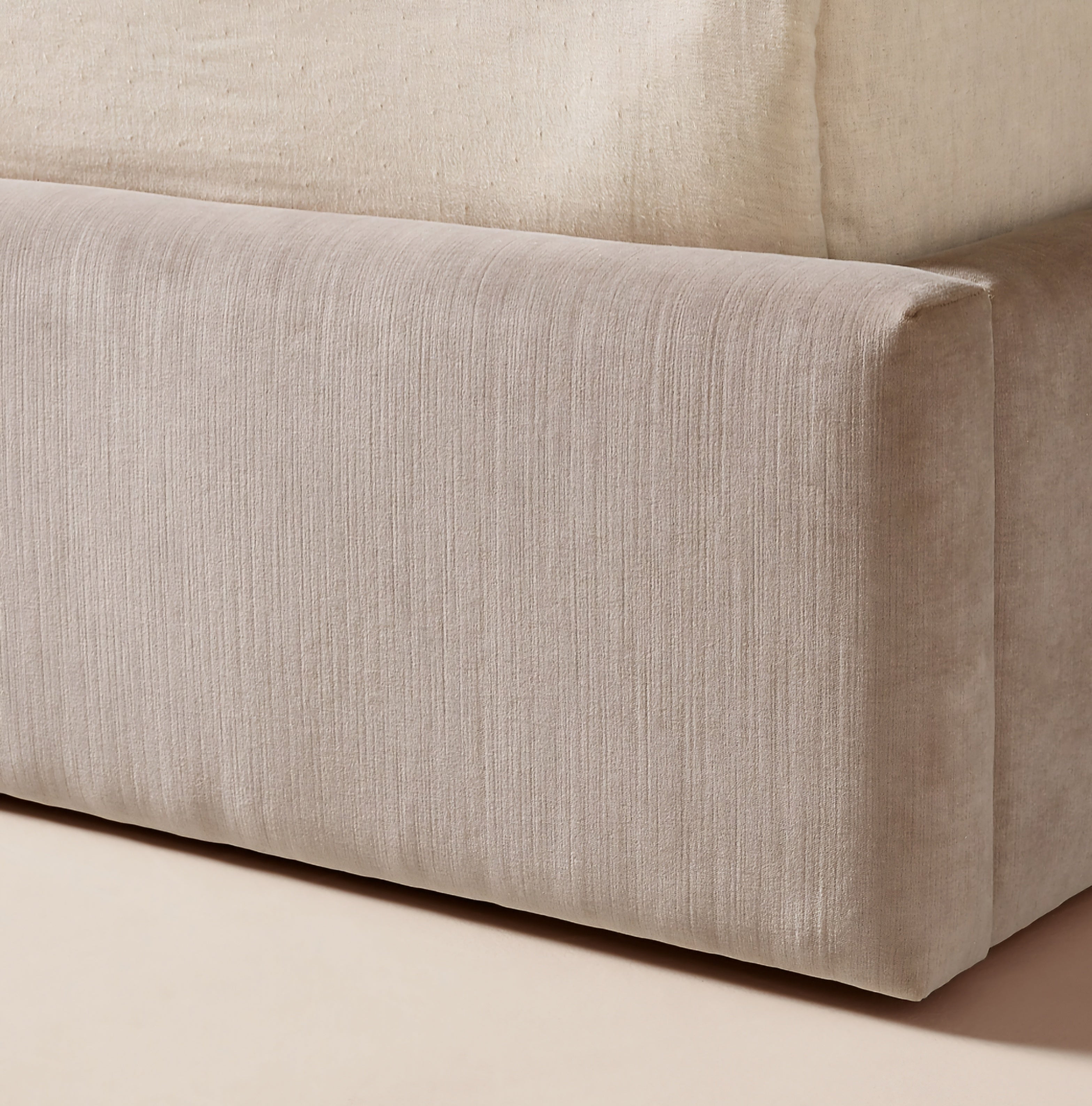 THE ONE × Abbott — Arctic Blue Velvet Upholstered Extended King Platform Bed