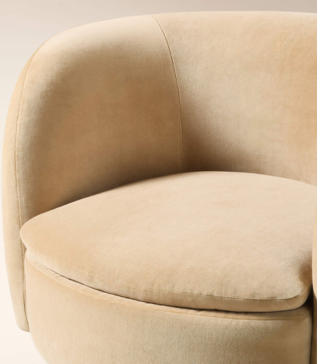 THE ONE × Muir — Taupe Velvet Swivel Chair