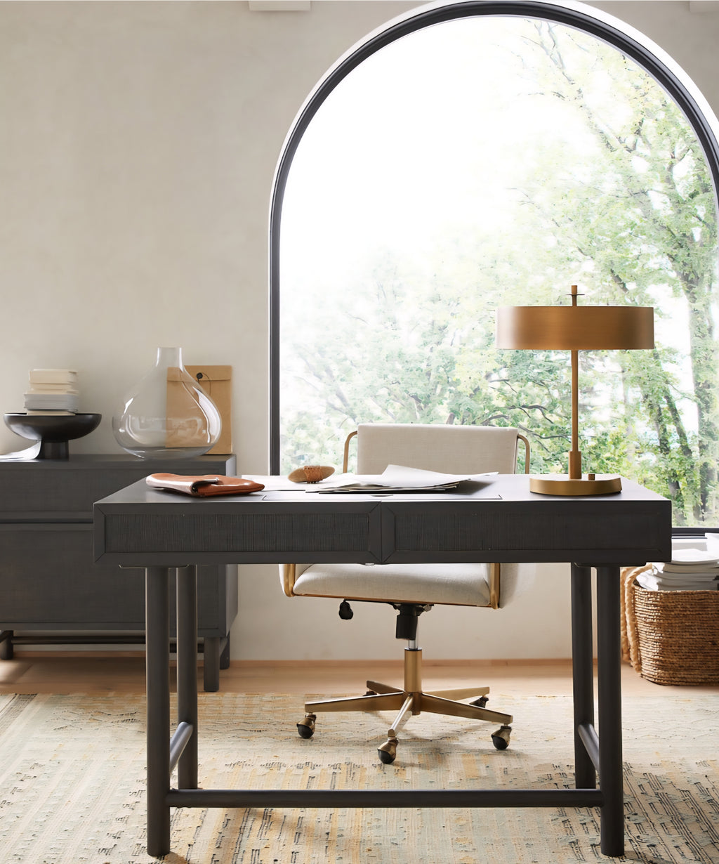 THE ONE × Caterina — Natural Upholstered Office Chair with Brass Base