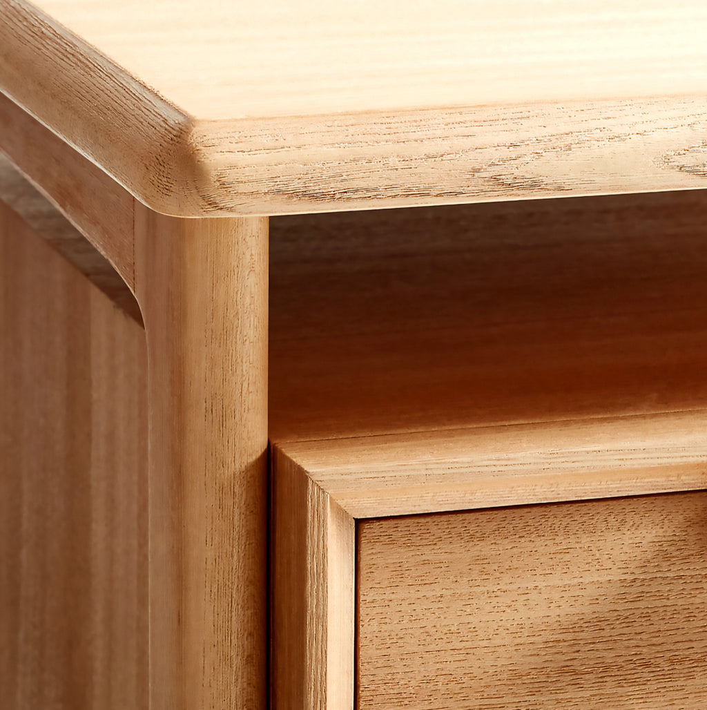 THE ONE × Elias — Natural Elm Wood Desk with File Cabinet (66")