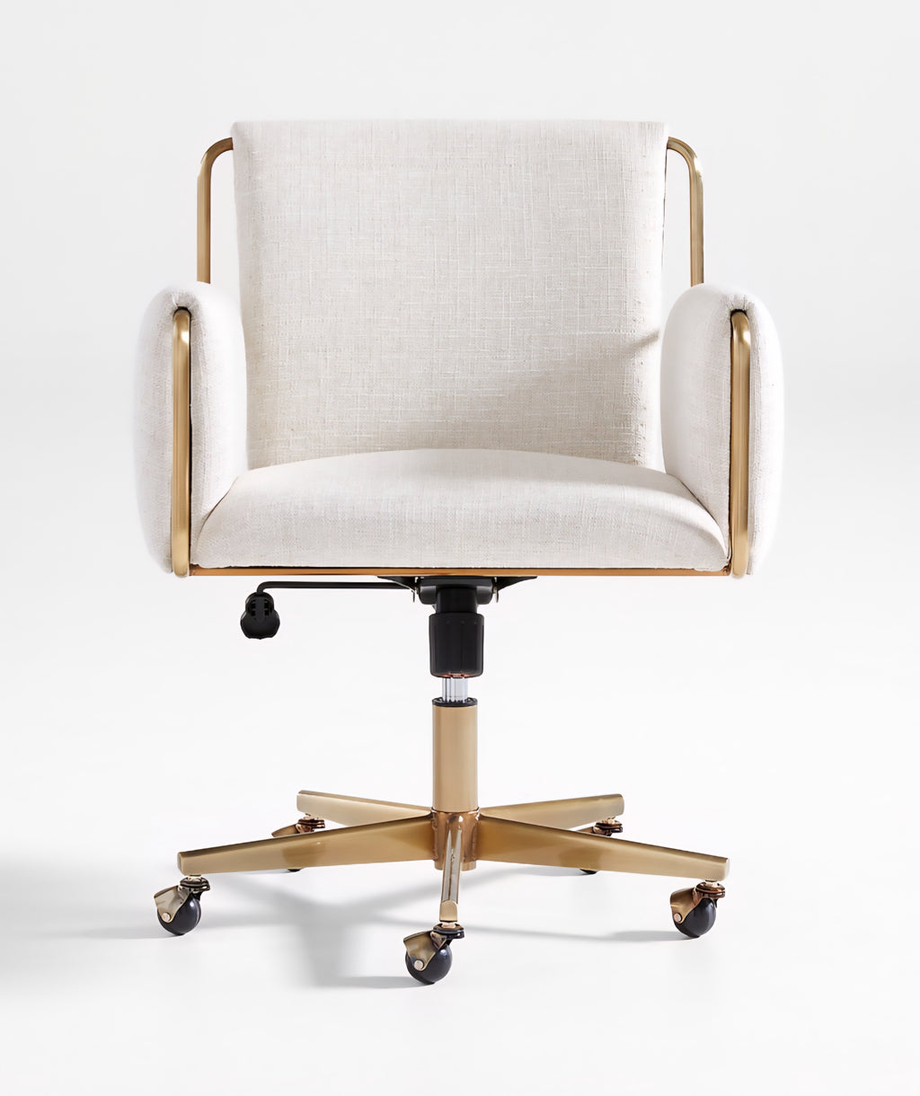 THE ONE × Caterina — Natural Upholstered Office Chair with Brass Base